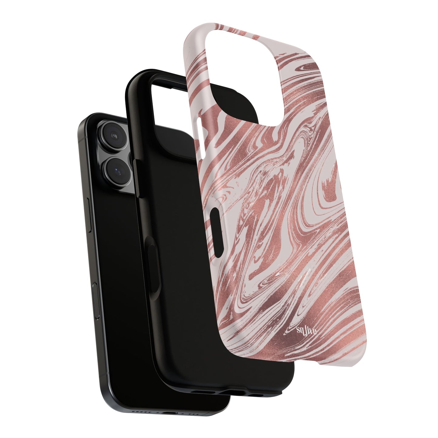 Rose Gold Marble Finish Phone Case, Stylish Phone Cover, Tough Protective Case, Trendy Accessory