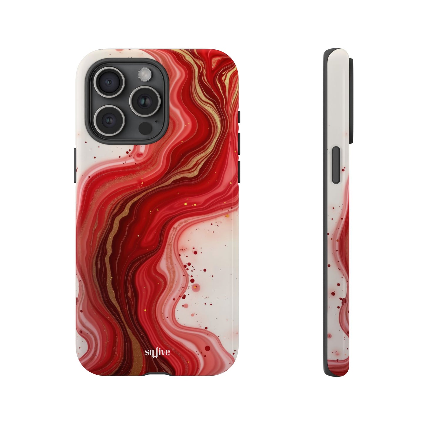 Abstract Marble Phone Case | Tough Cases, Artistic Phone Cover, Red Marble Design, Gift for Her, Trendy Cell Phone Accessories