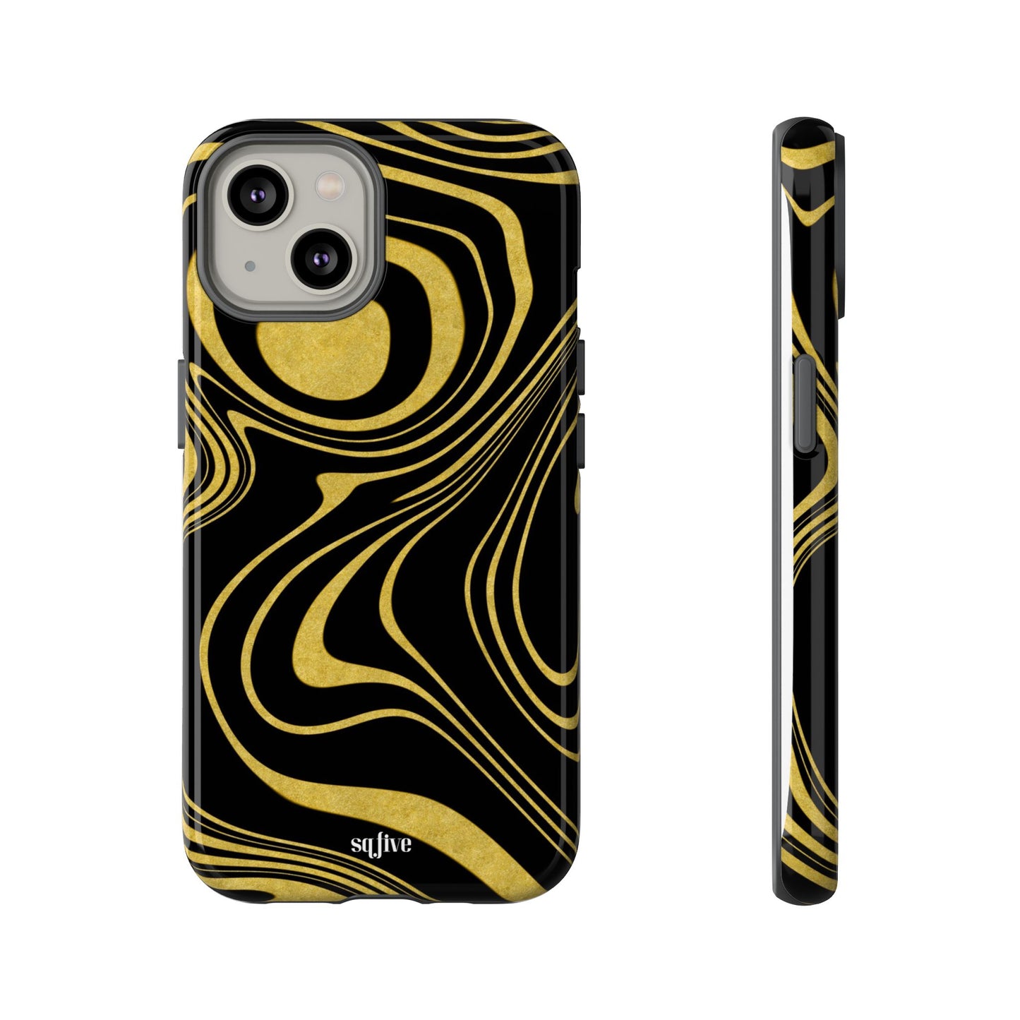 Black Yellow Wavy Tough Cases