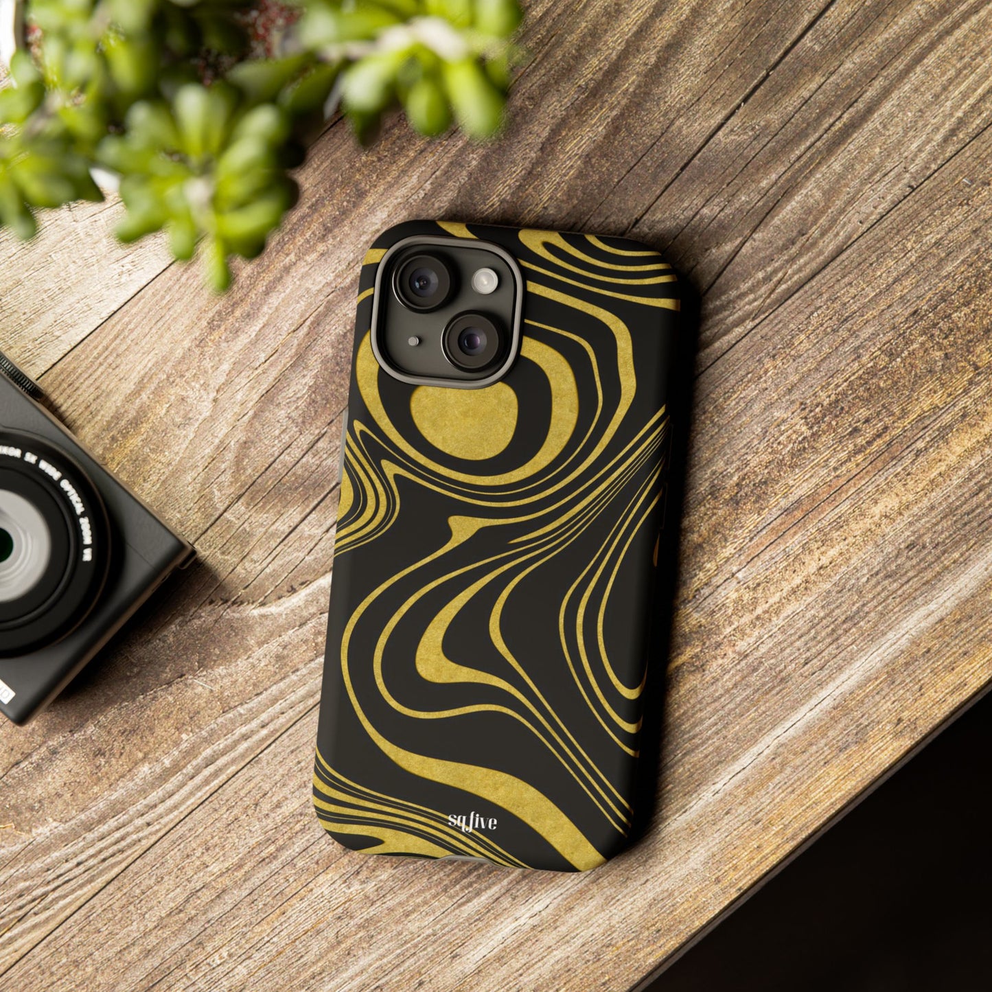 Black Yellow Wavy Tough Cases