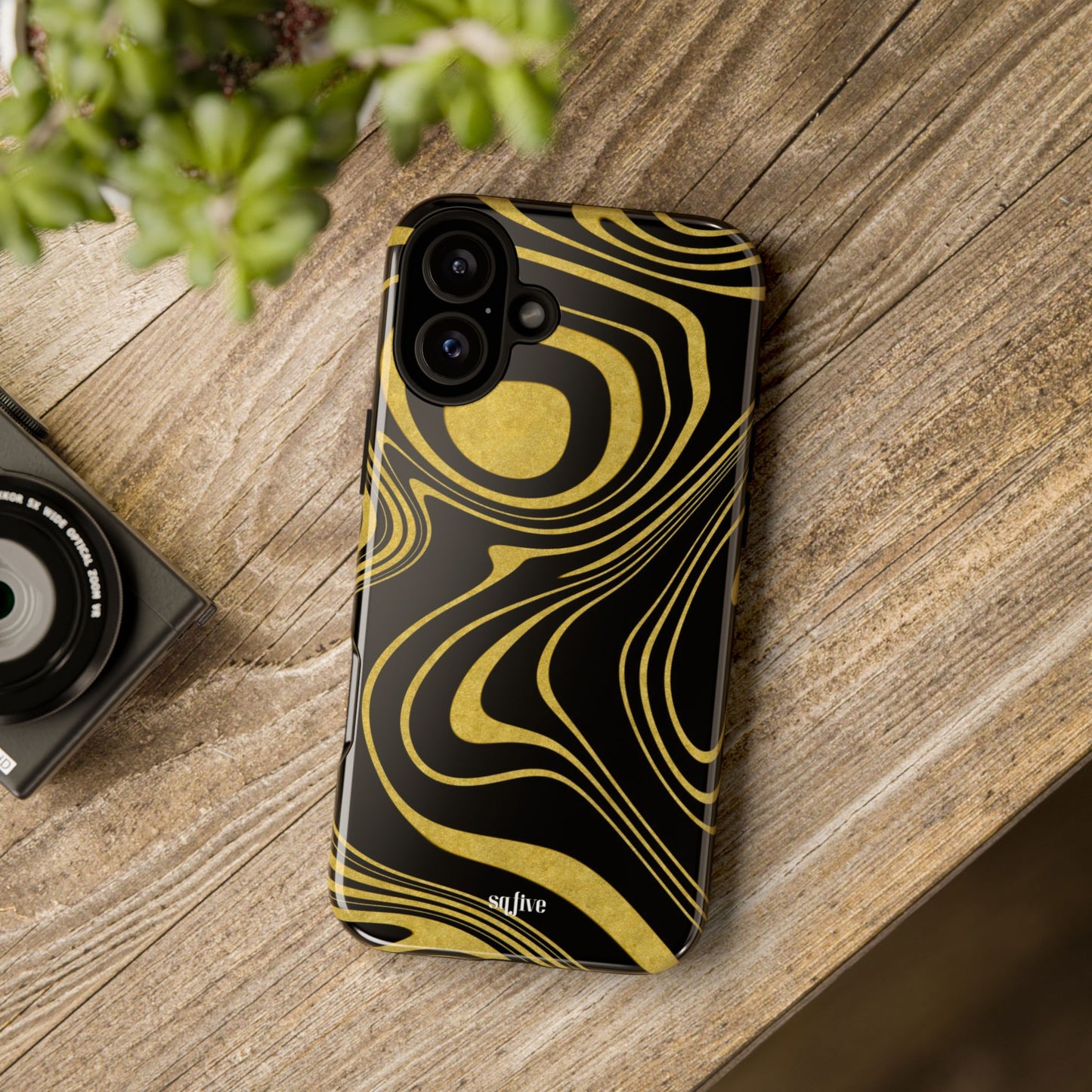 Black Yellow Wavy Tough Cases