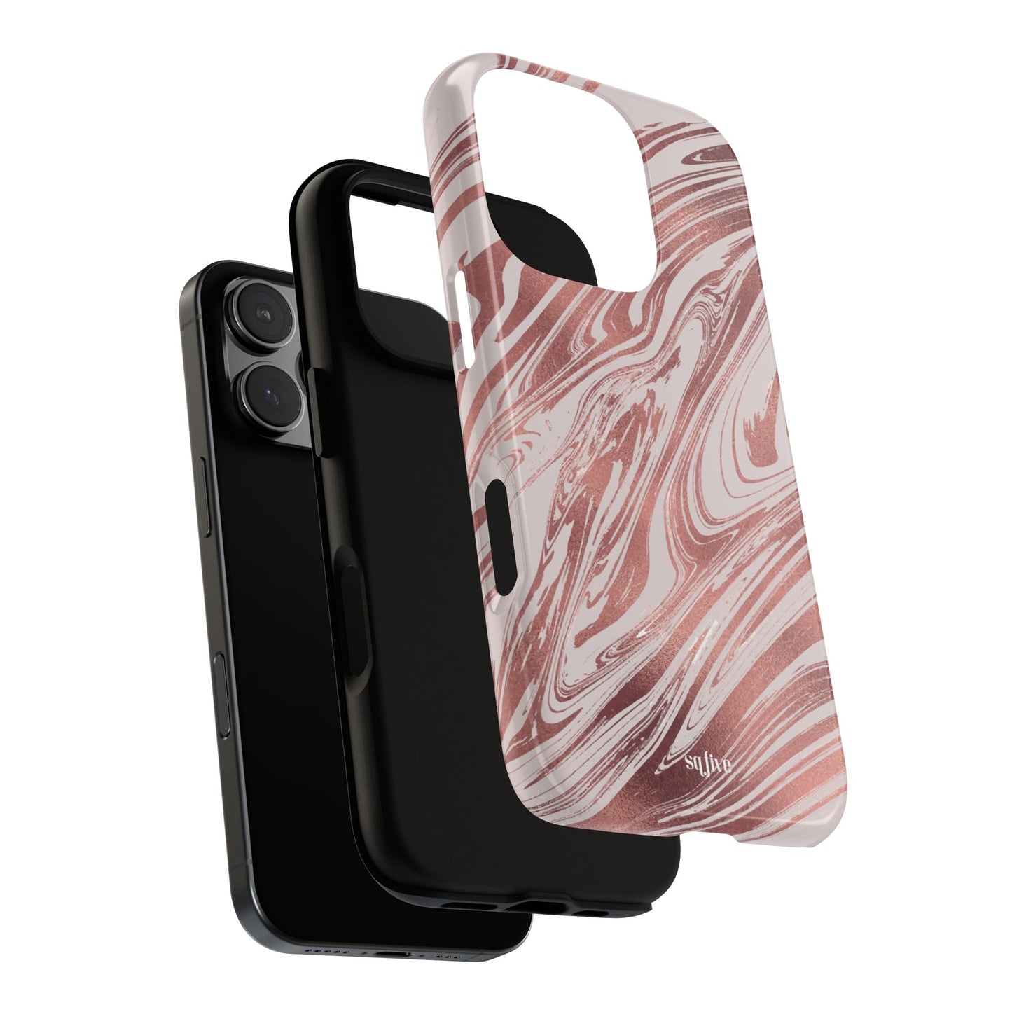 Rose Gold Marble Finish Phone Case, Stylish Phone Cover, Tough Protective Case, Trendy Accessory