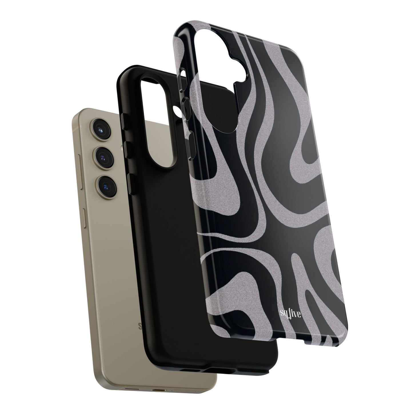 Black Grey Swirl Tough Cases