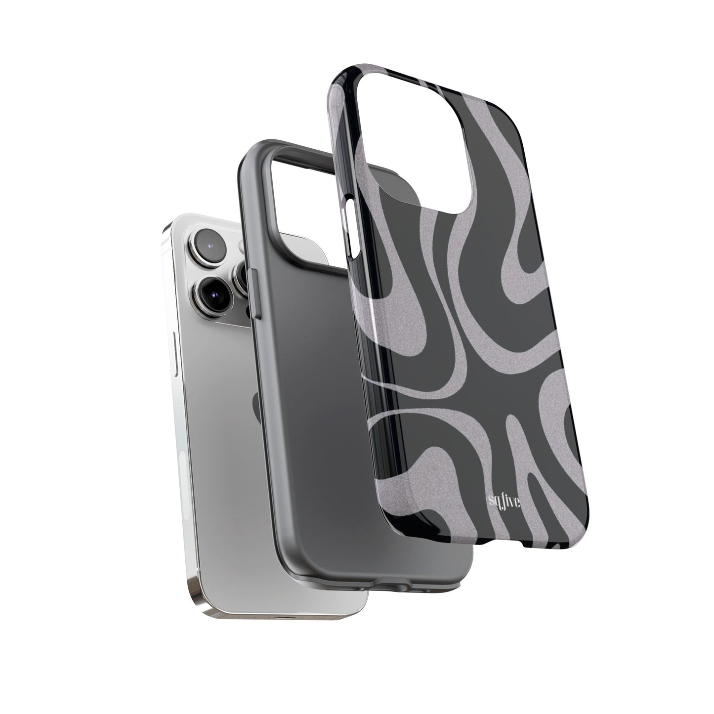 Black Grey Swirl Tough Cases