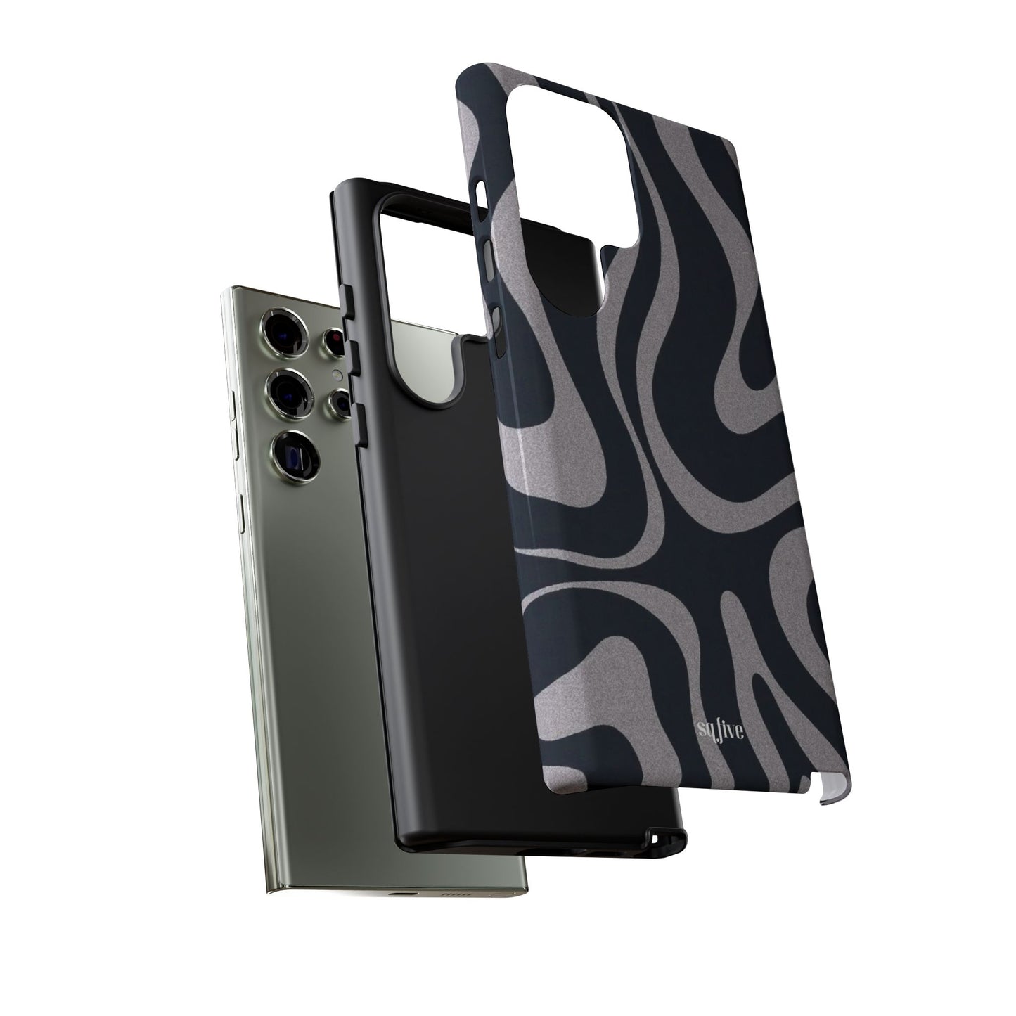 Black Grey Swirl Tough Cases