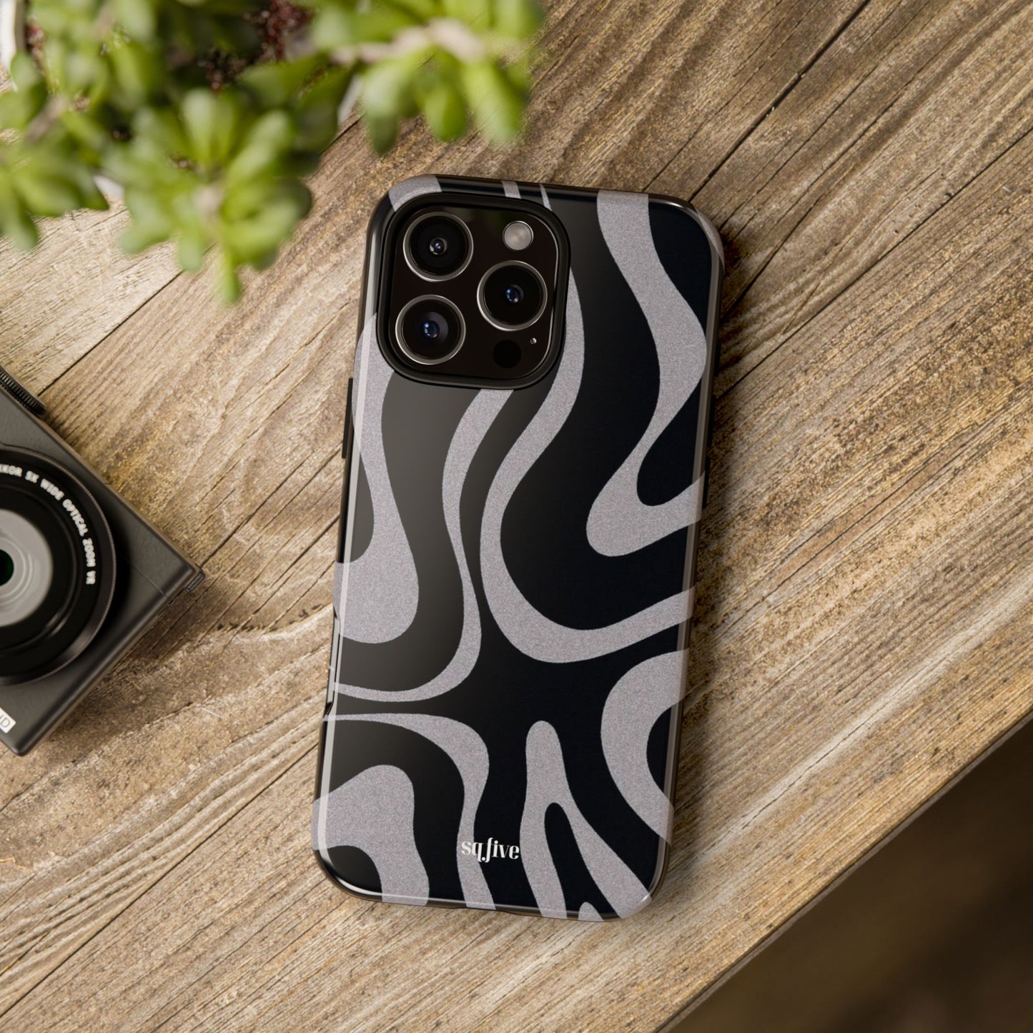 Black Grey Swirl Tough Cases