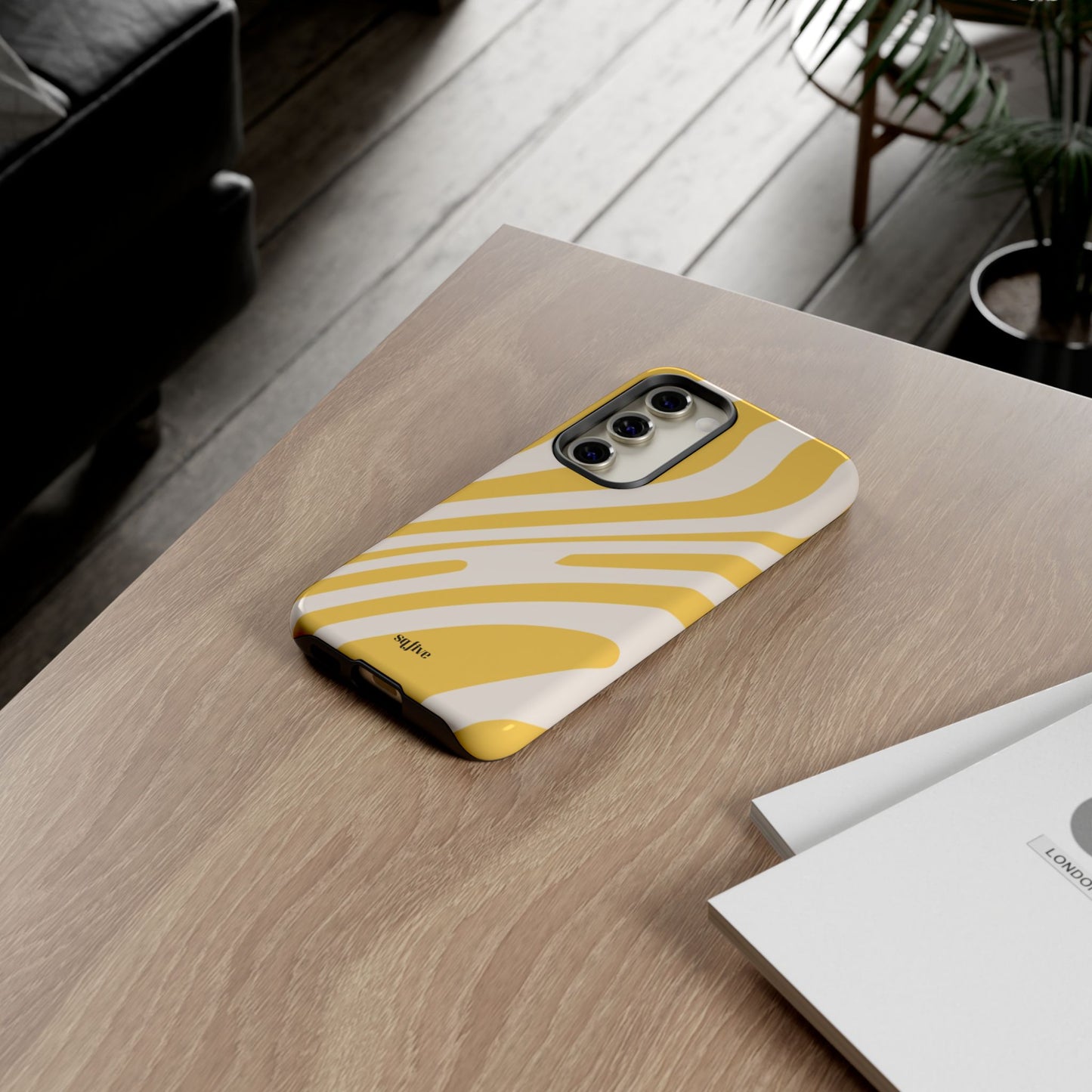 Yellow Bold Wavy lines Tough Cases