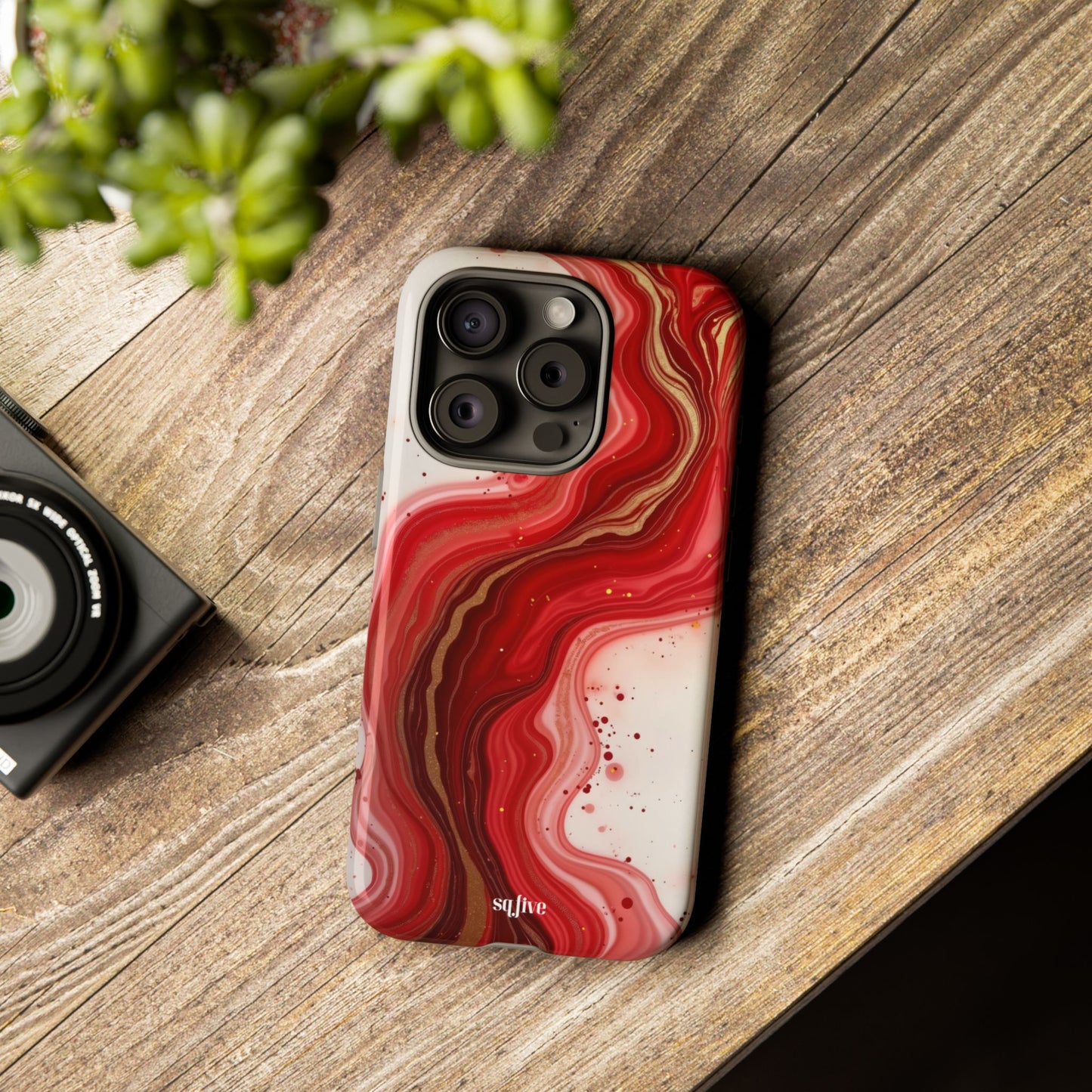 Abstract Marble Phone Case | Tough Cases, Artistic Phone Cover, Red Marble Design, Gift for Her, Trendy Cell Phone Accessories