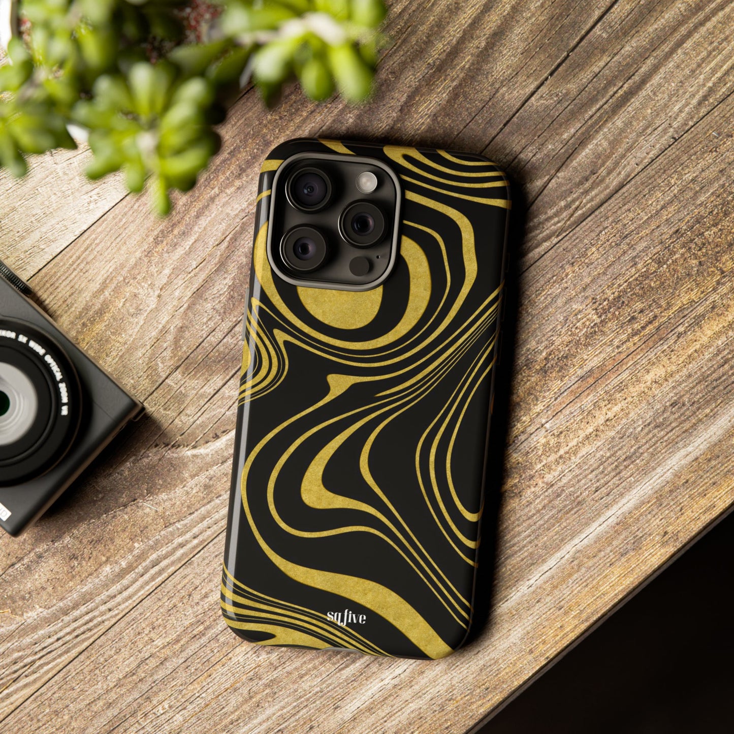 Black Yellow Wavy Tough Cases