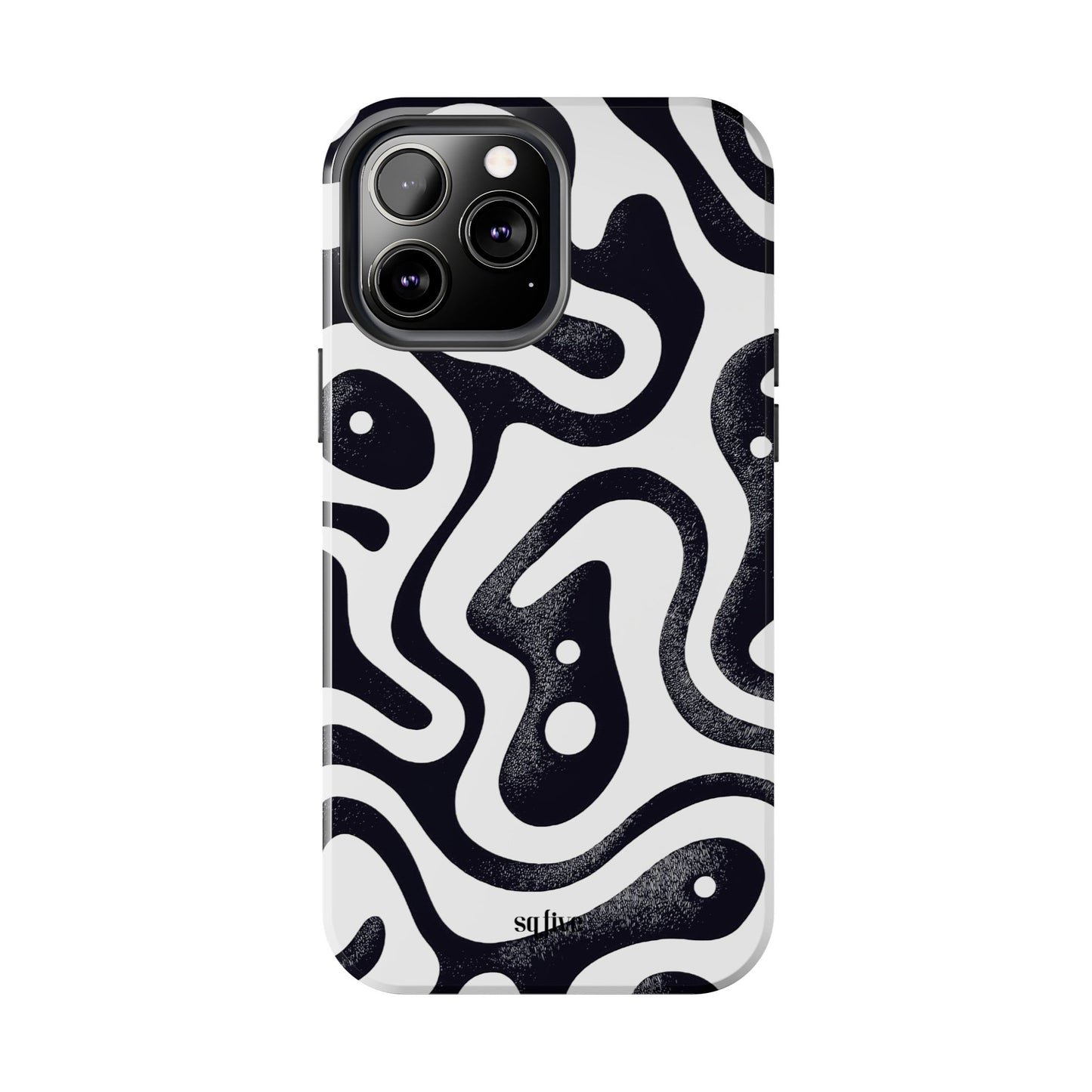 Black White wavy pattern Tough Phone Cases