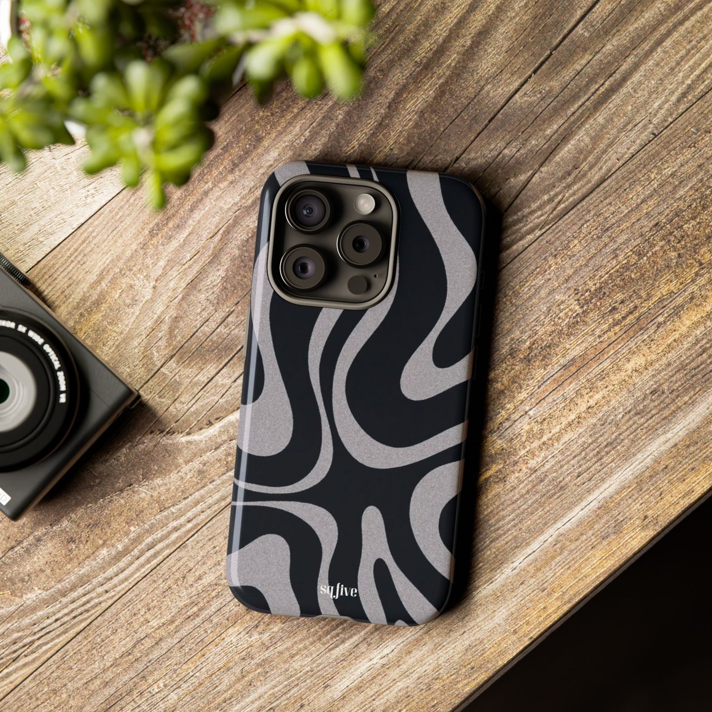 Black Grey Swirl Tough Cases