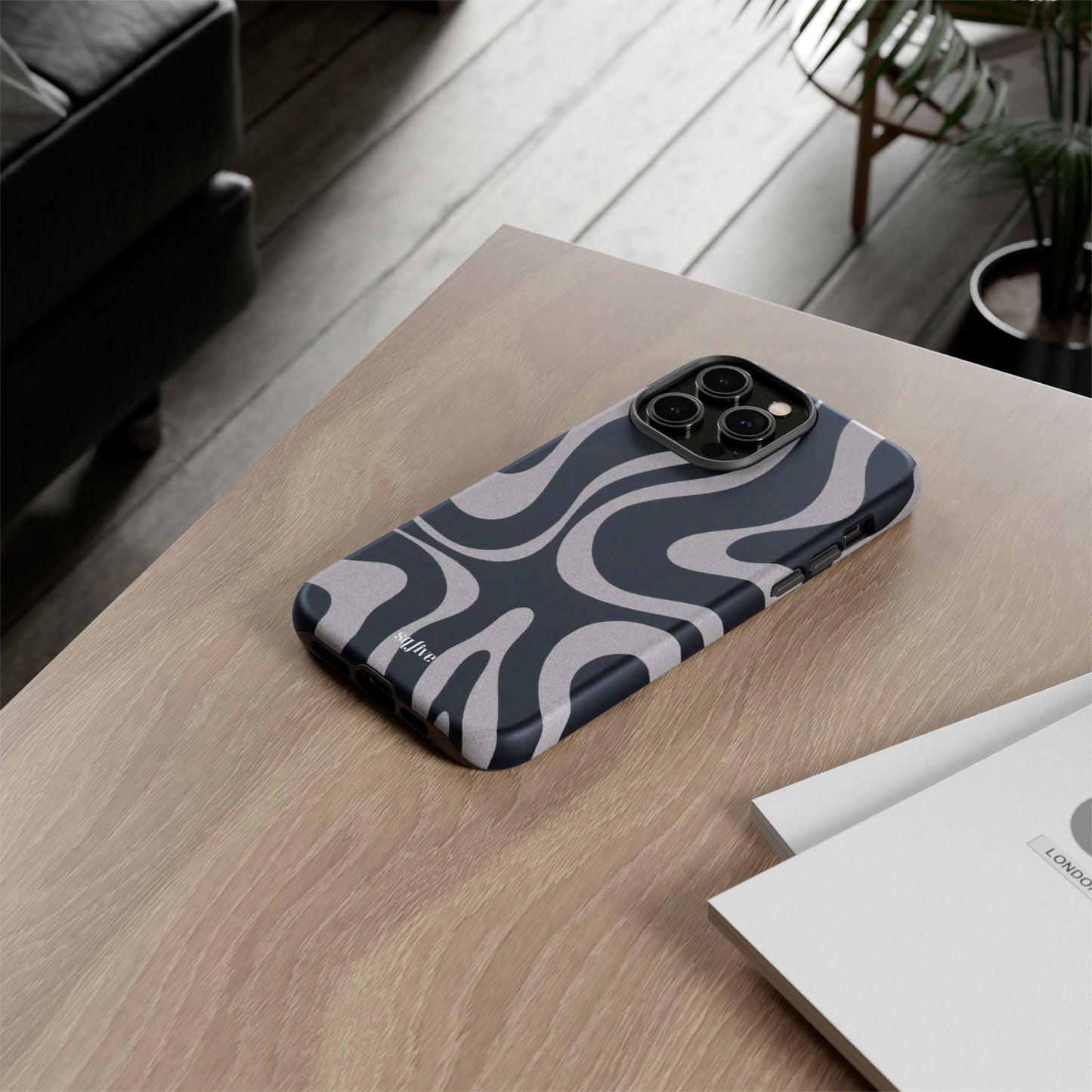 Black Grey Swirl Tough Cases