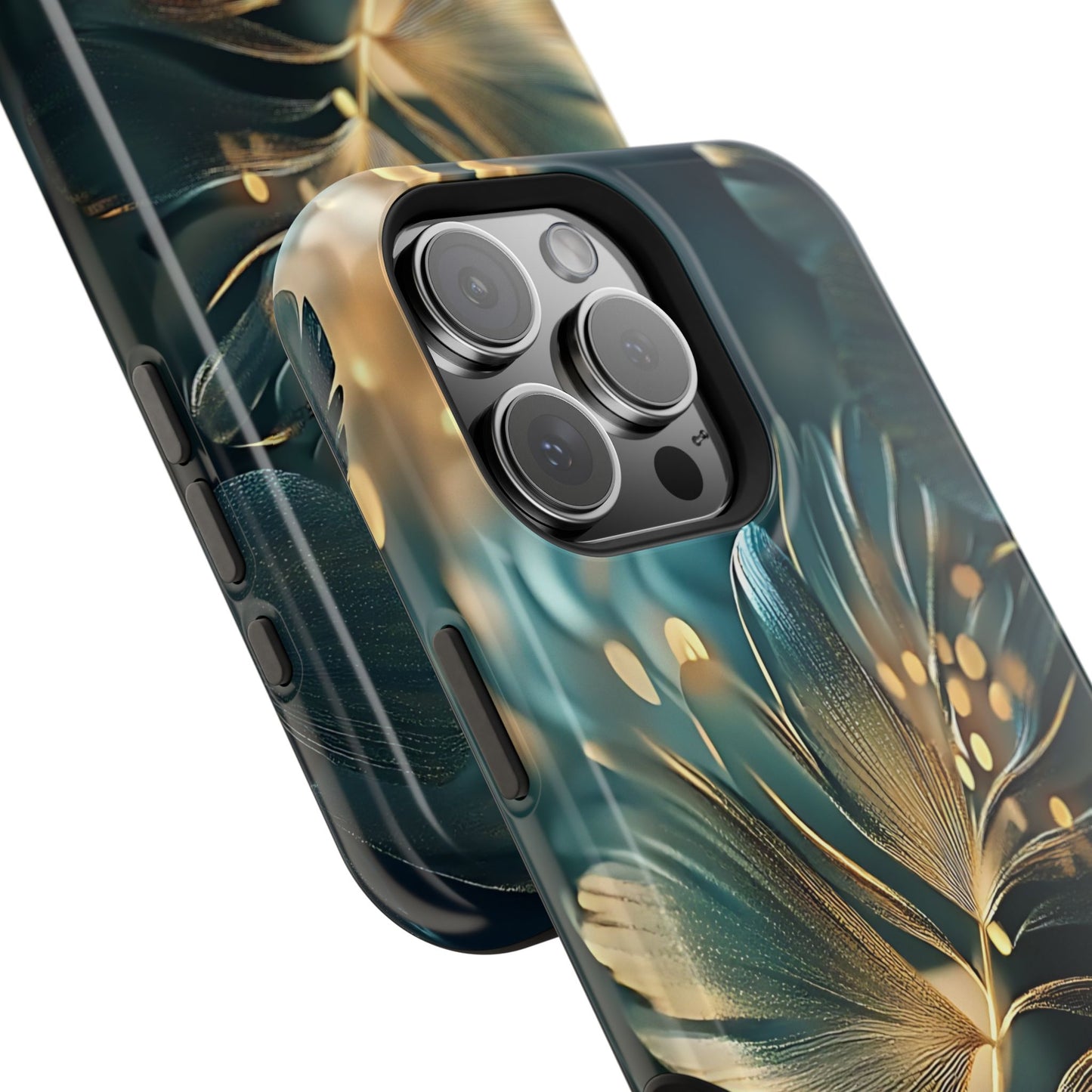 Green Floral Magnetic Tough Cases - iphone Magsafe Dual layer case for extra durability