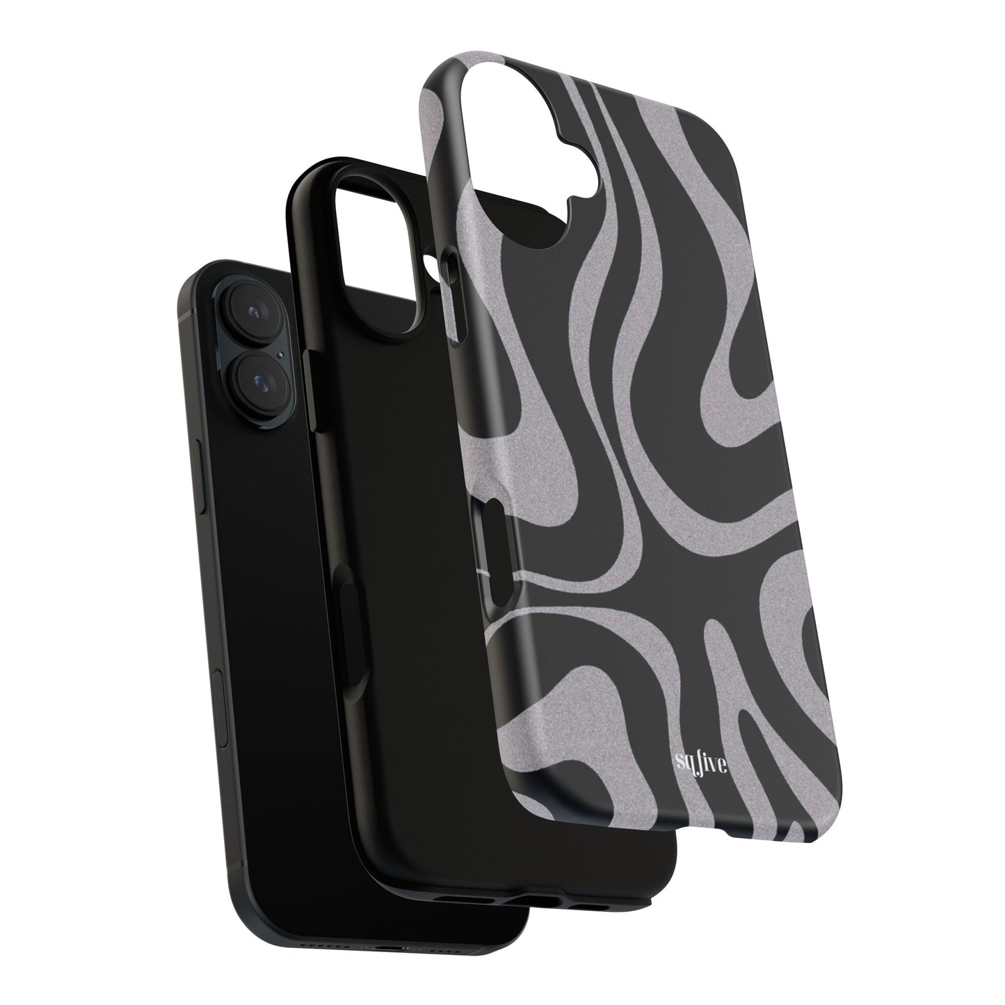 Black Grey Swirl Tough Cases