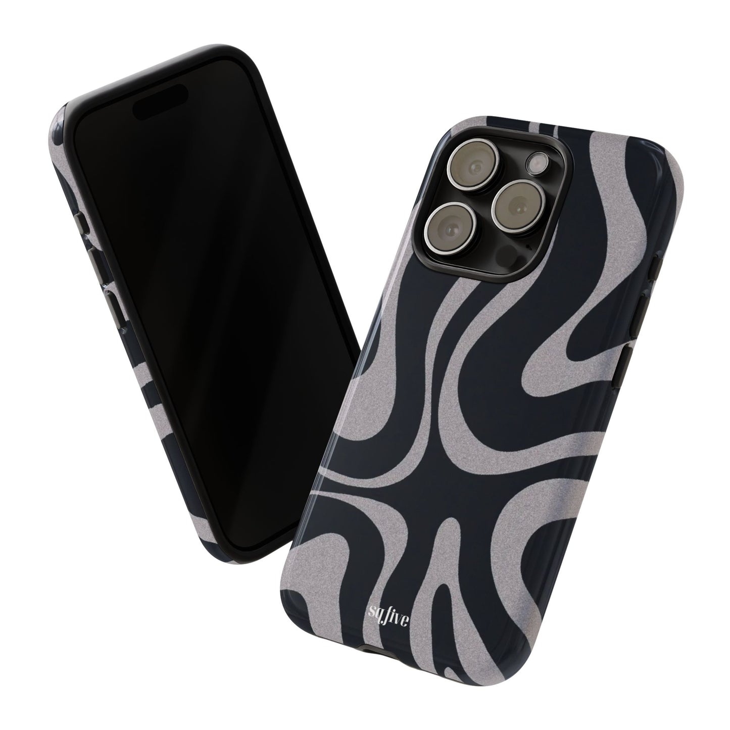 Black Grey Swirl Tough Cases