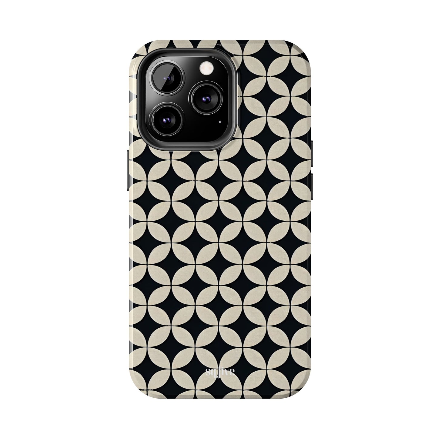 Stylish Tough Phone Case for Trendsetters, Black & Cream Pattern, Durable Protection, Unique Gift, Modern Design, Everyday Use