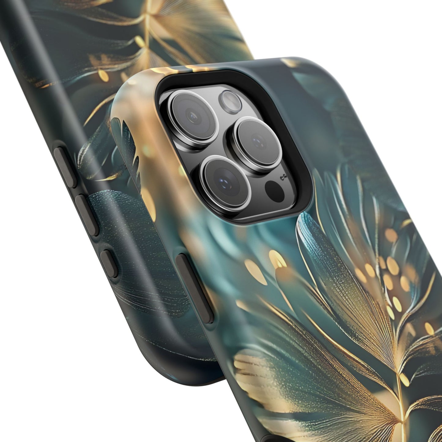 Green Floral Magnetic Tough Cases - iphone Magsafe Dual layer case for extra durability