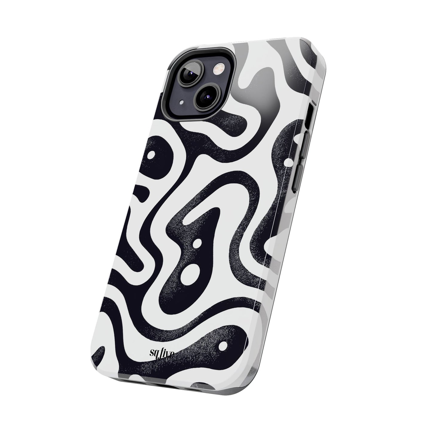 Black White wavy pattern Tough Phone Cases