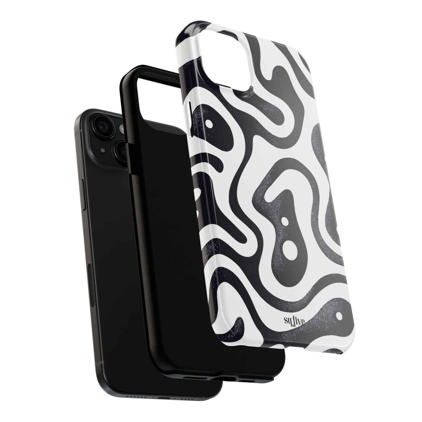 Black White wavy pattern Tough Phone Cases