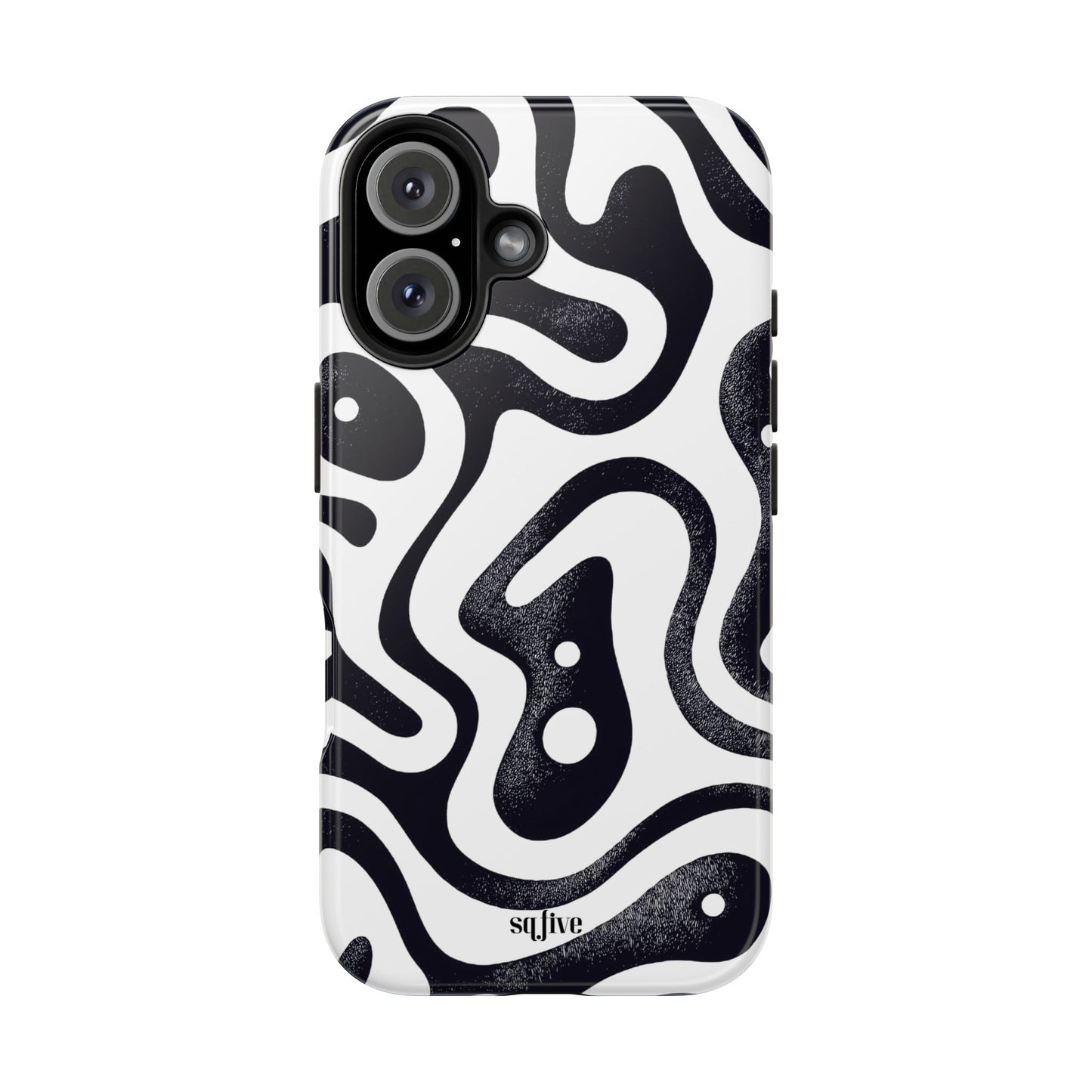 Black White wavy pattern Tough Phone Cases