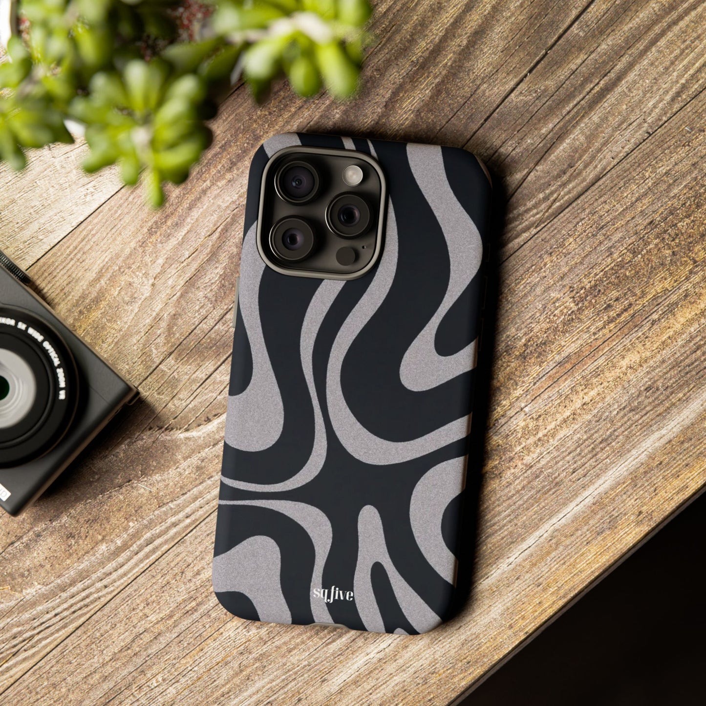 Black Grey Swirl Tough Cases