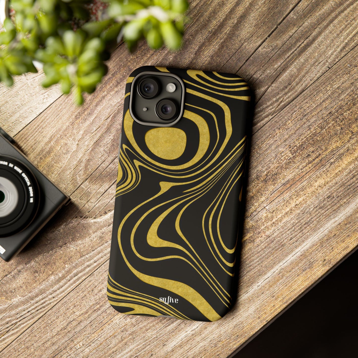 Black Yellow Wavy Tough Cases