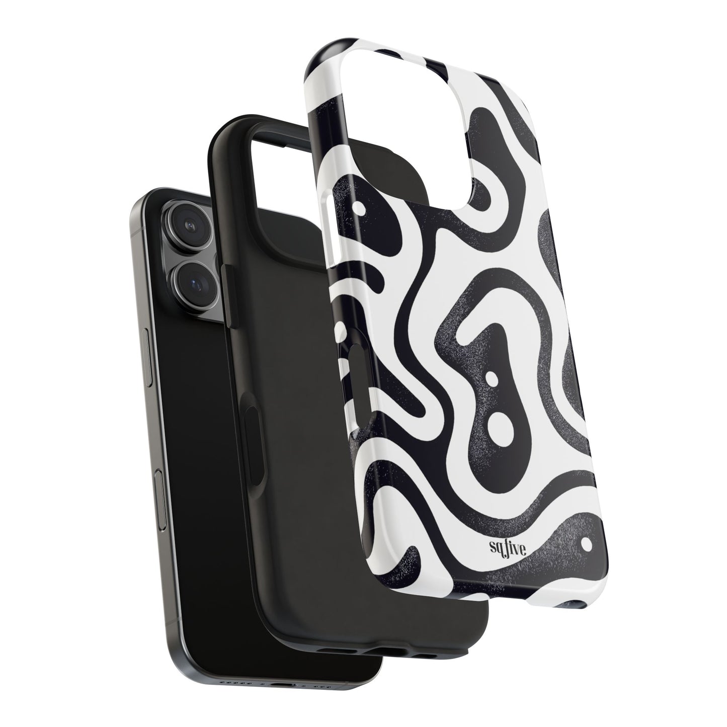 Black White wavy pattern Tough Phone Cases