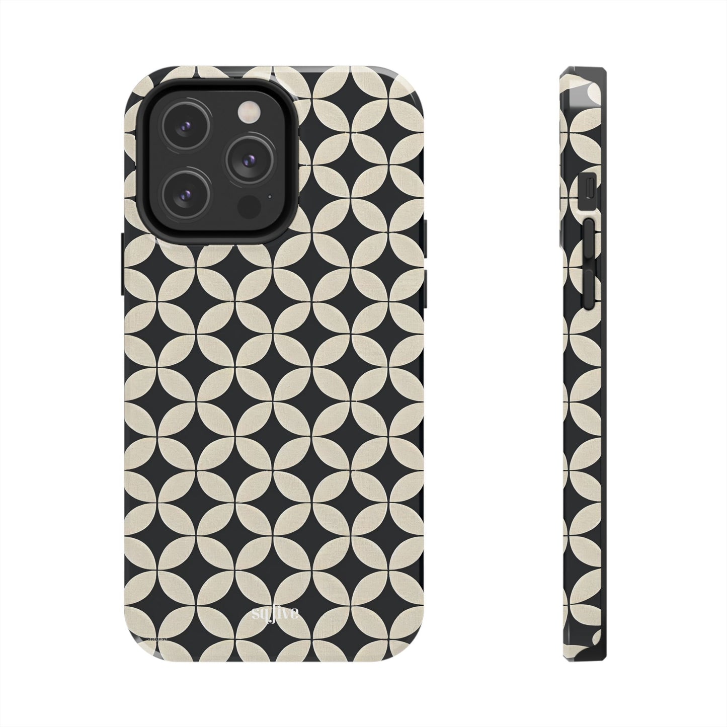 Stylish Tough Phone Case for Trendsetters, Black & Cream Pattern, Durable Protection, Unique Gift, Modern Design, Everyday Use