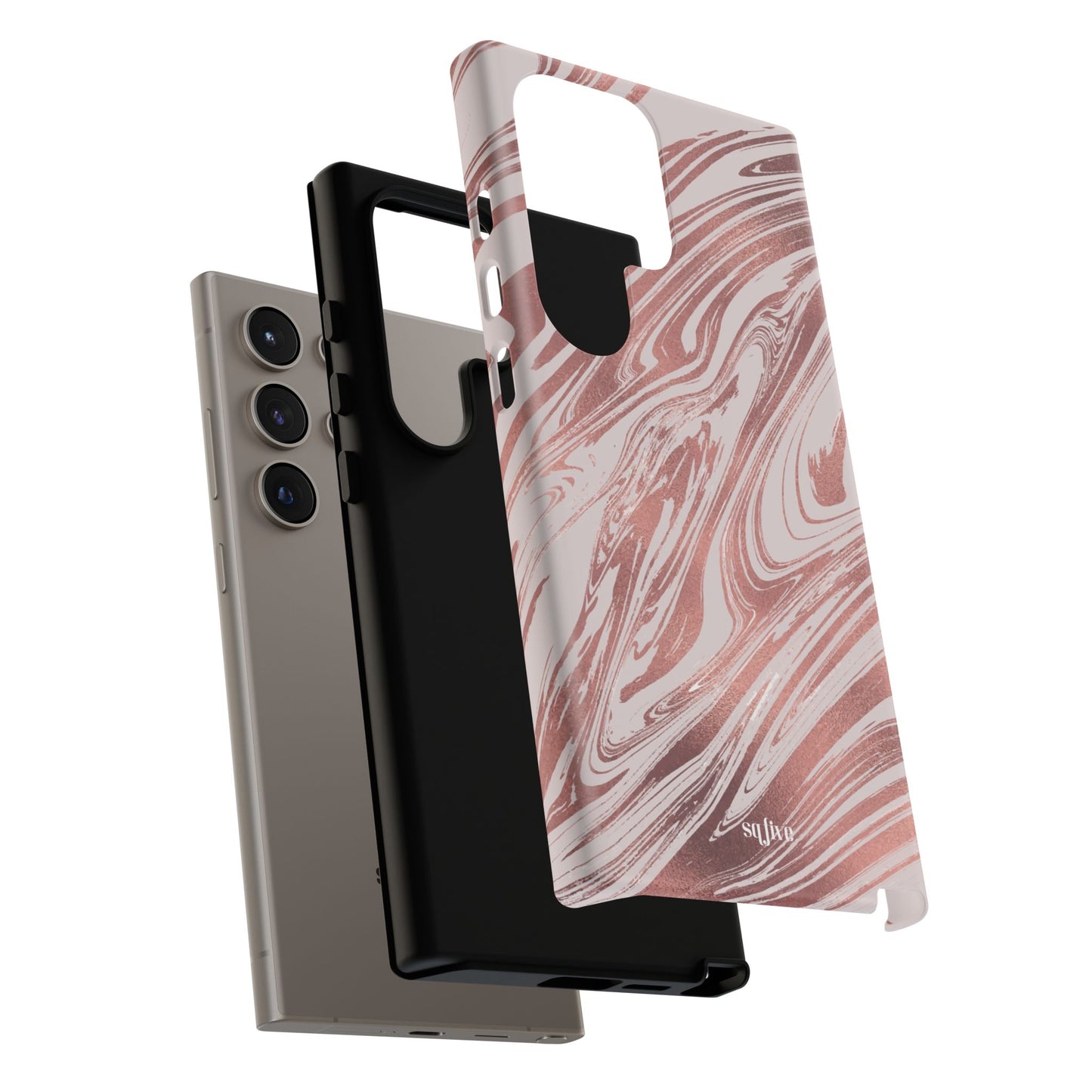 Rose Gold Marble Finish Phone Case, Stylish Phone Cover, Tough Protective Case, Trendy Accessory