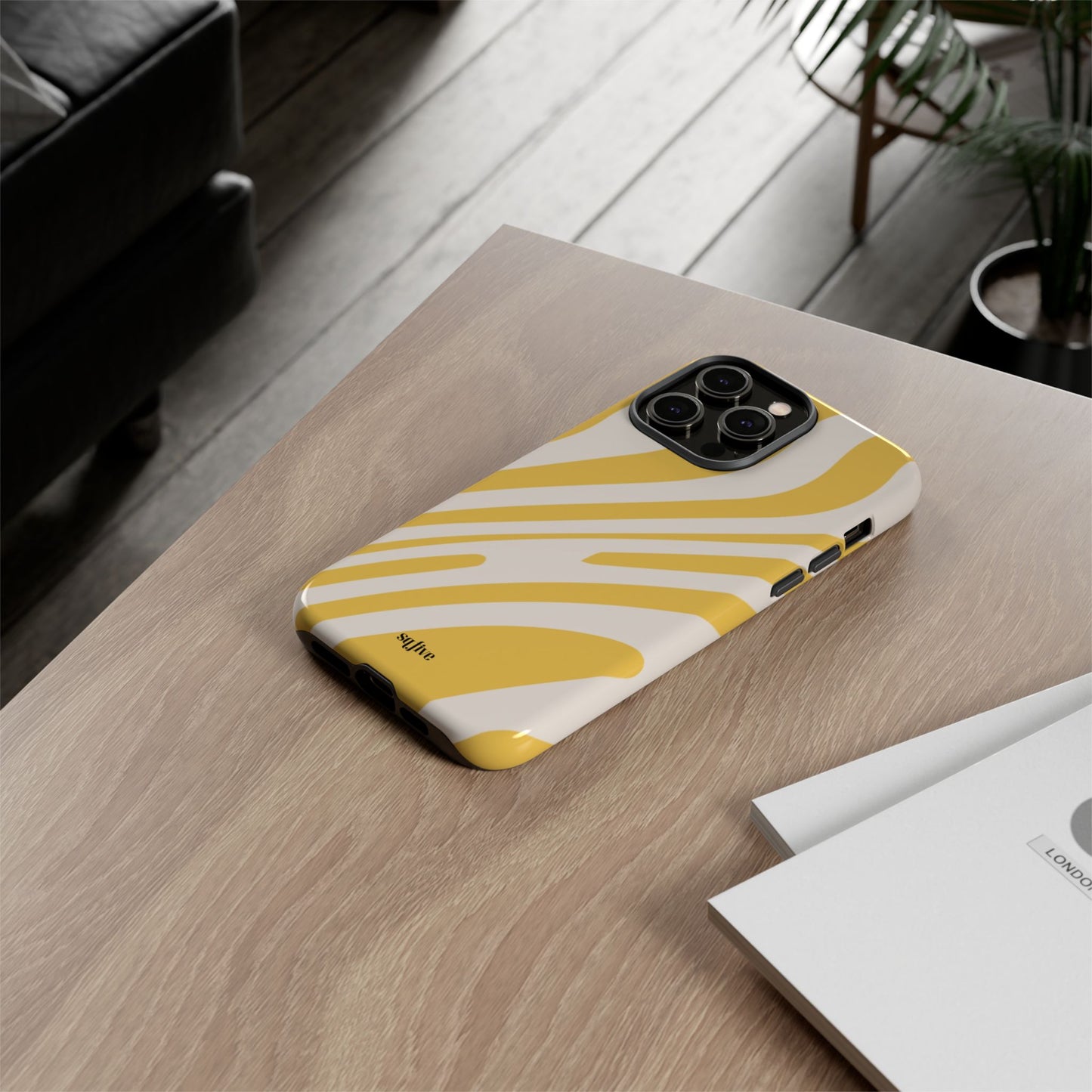 Yellow Bold Wavy lines Tough Cases