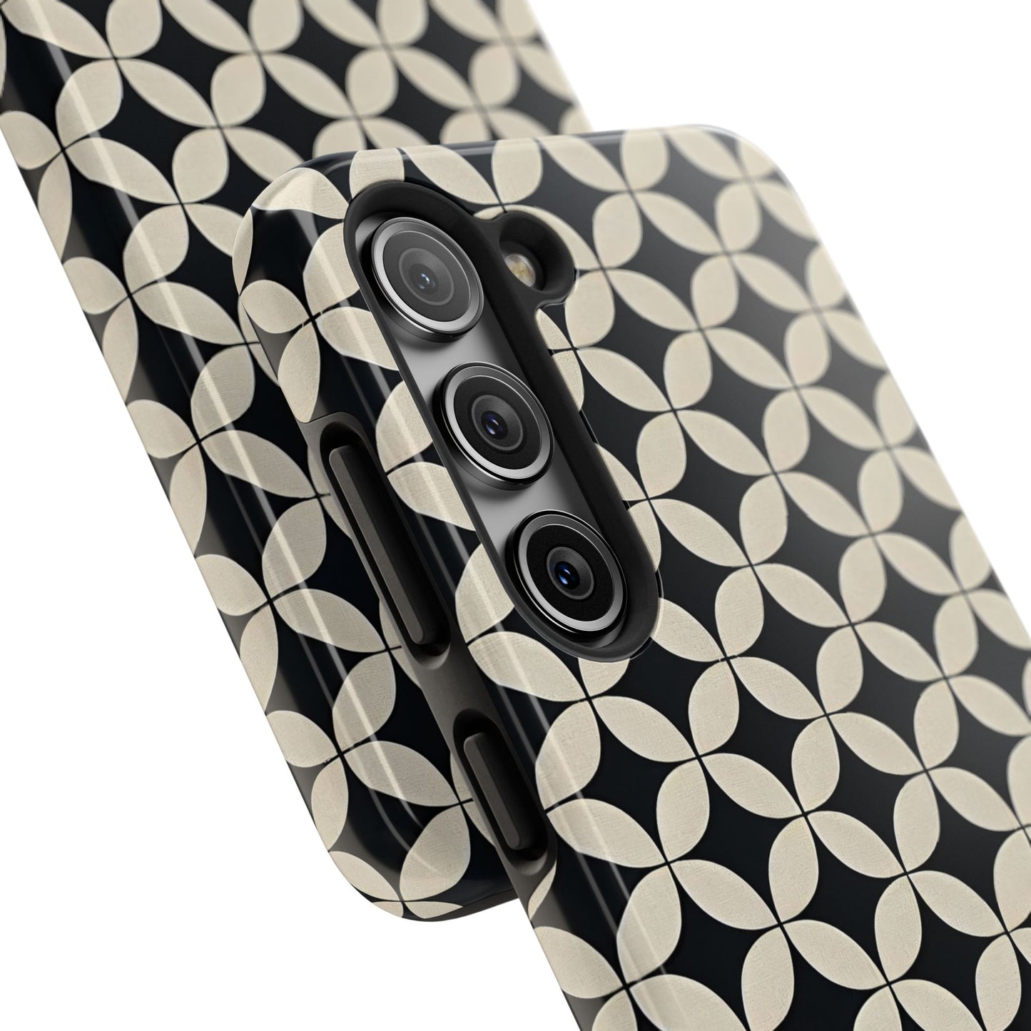 Stylish Tough Phone Case for Trendsetters, Black & Cream Pattern, Durable Protection, Unique Gift, Modern Design, Everyday Use