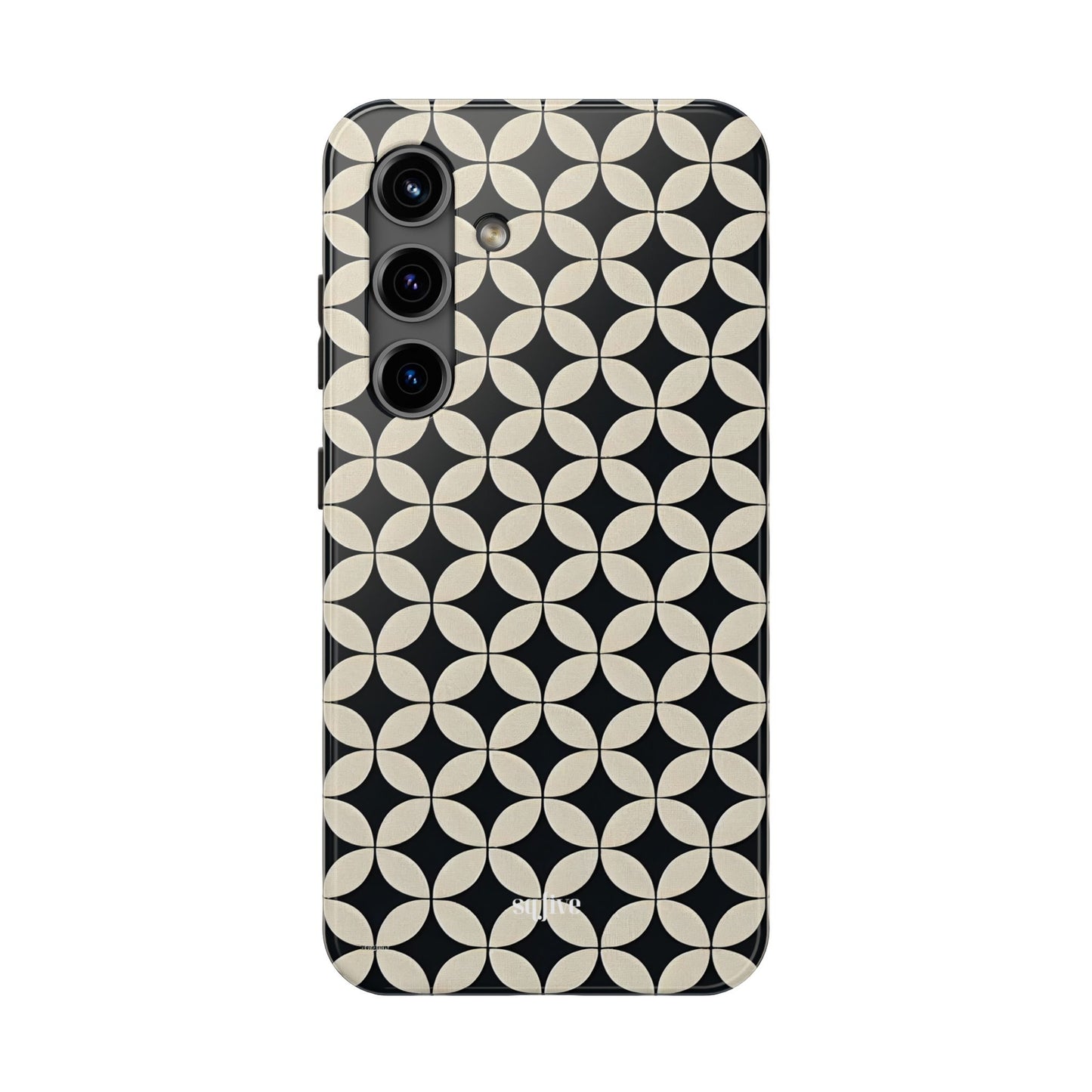 Stylish Tough Phone Case for Trendsetters, Black & Cream Pattern, Durable Protection, Unique Gift, Modern Design, Everyday Use