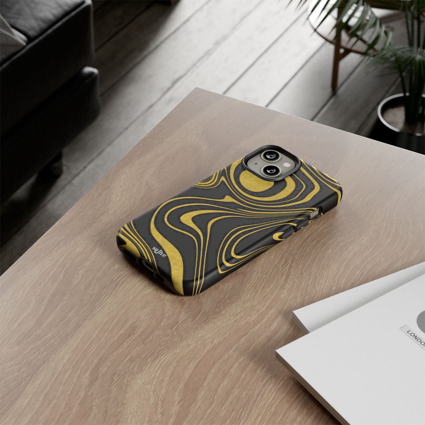 Black Yellow Wavy Tough Cases