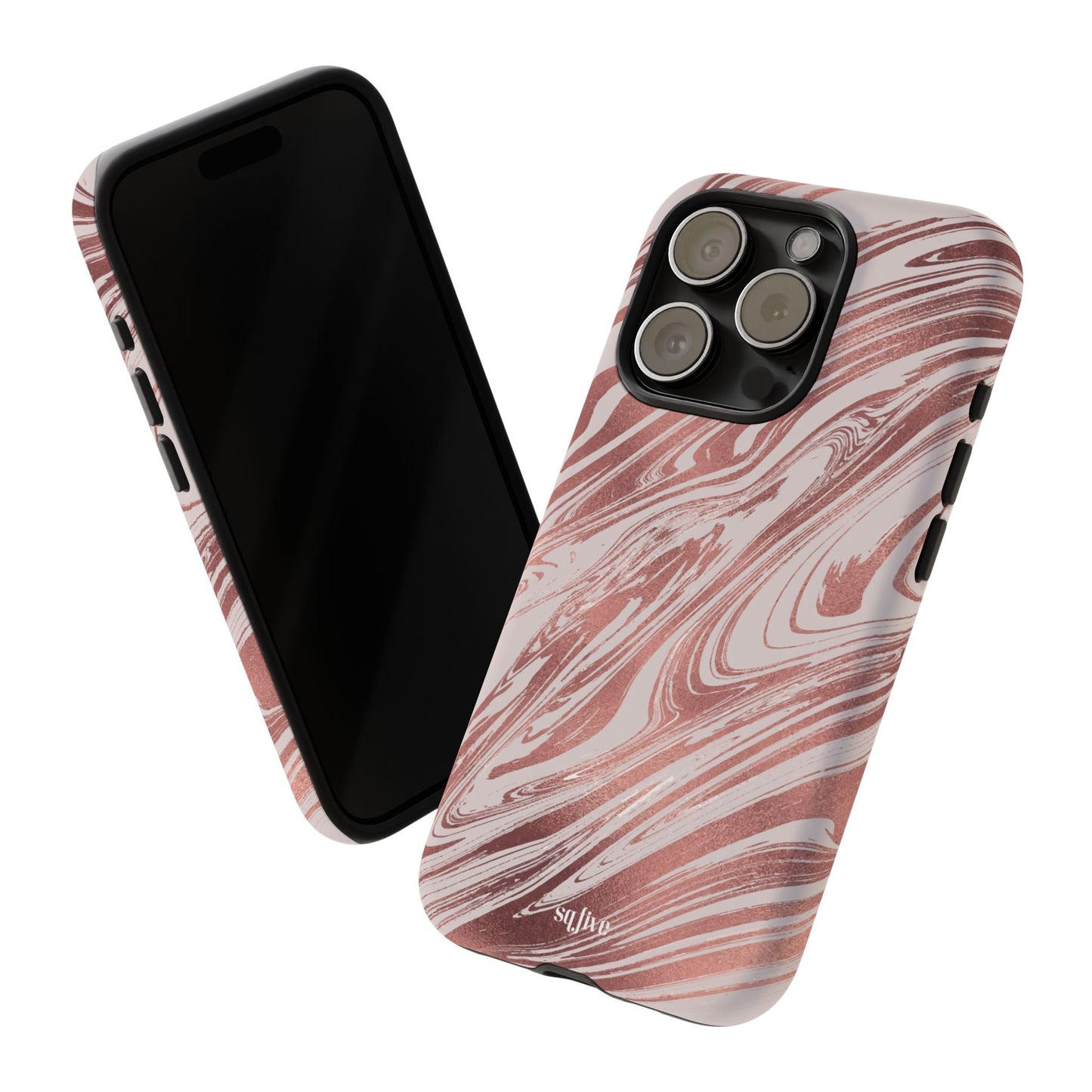 Rose Gold Marble Finish Phone Case, Stylish Phone Cover, Tough Protective Case, Trendy Accessory