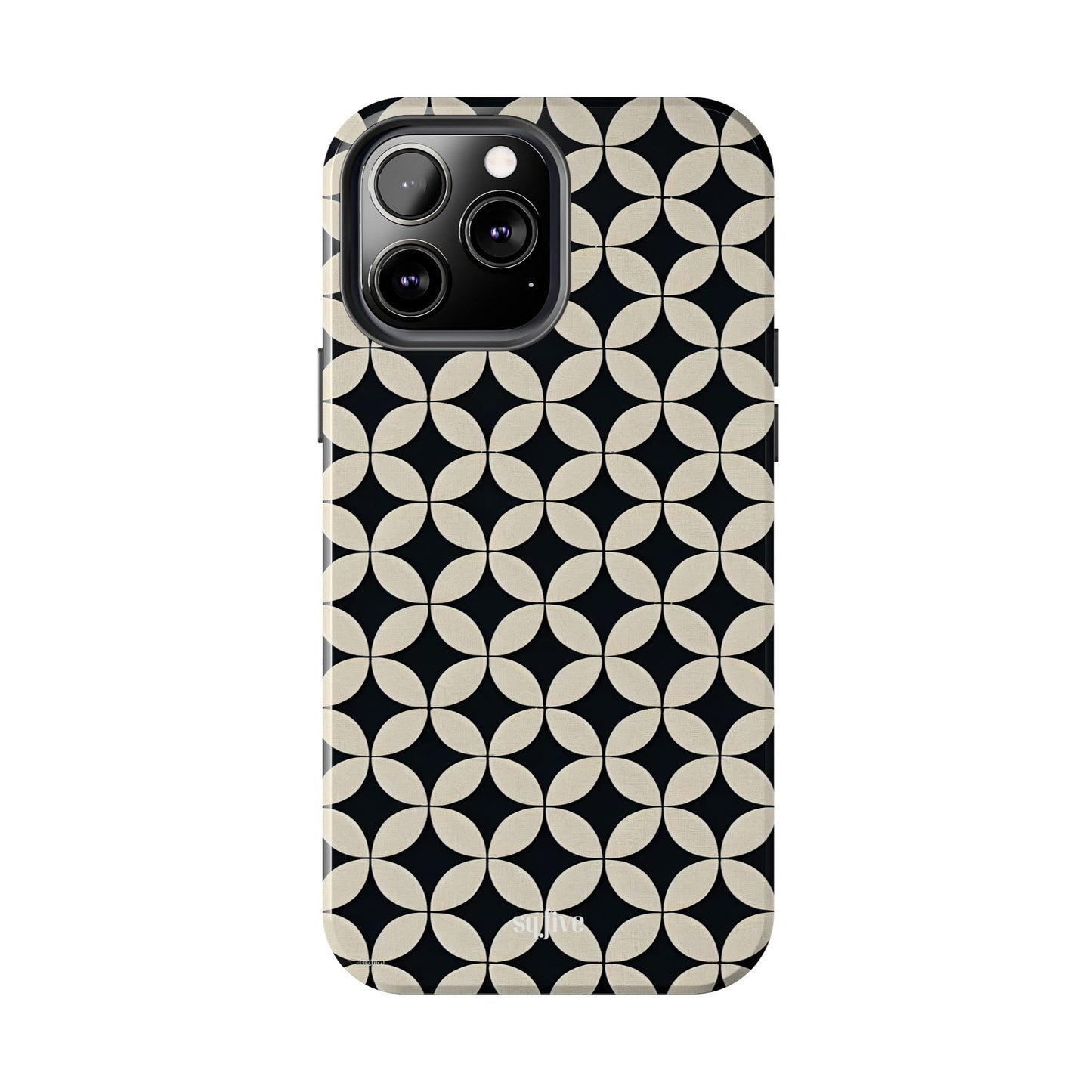 Stylish Tough Phone Case for Trendsetters, Black & Cream Pattern, Durable Protection, Unique Gift, Modern Design, Everyday Use