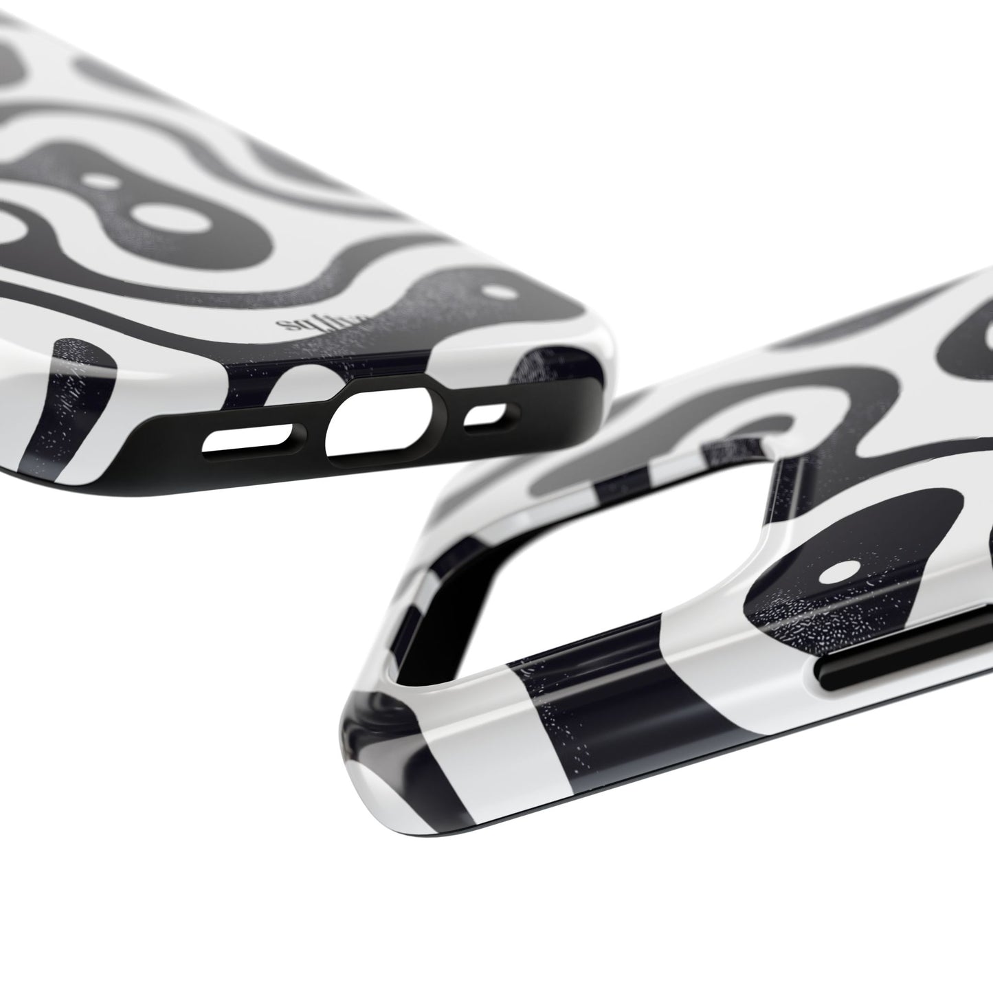 Black White wavy pattern Tough Phone Cases