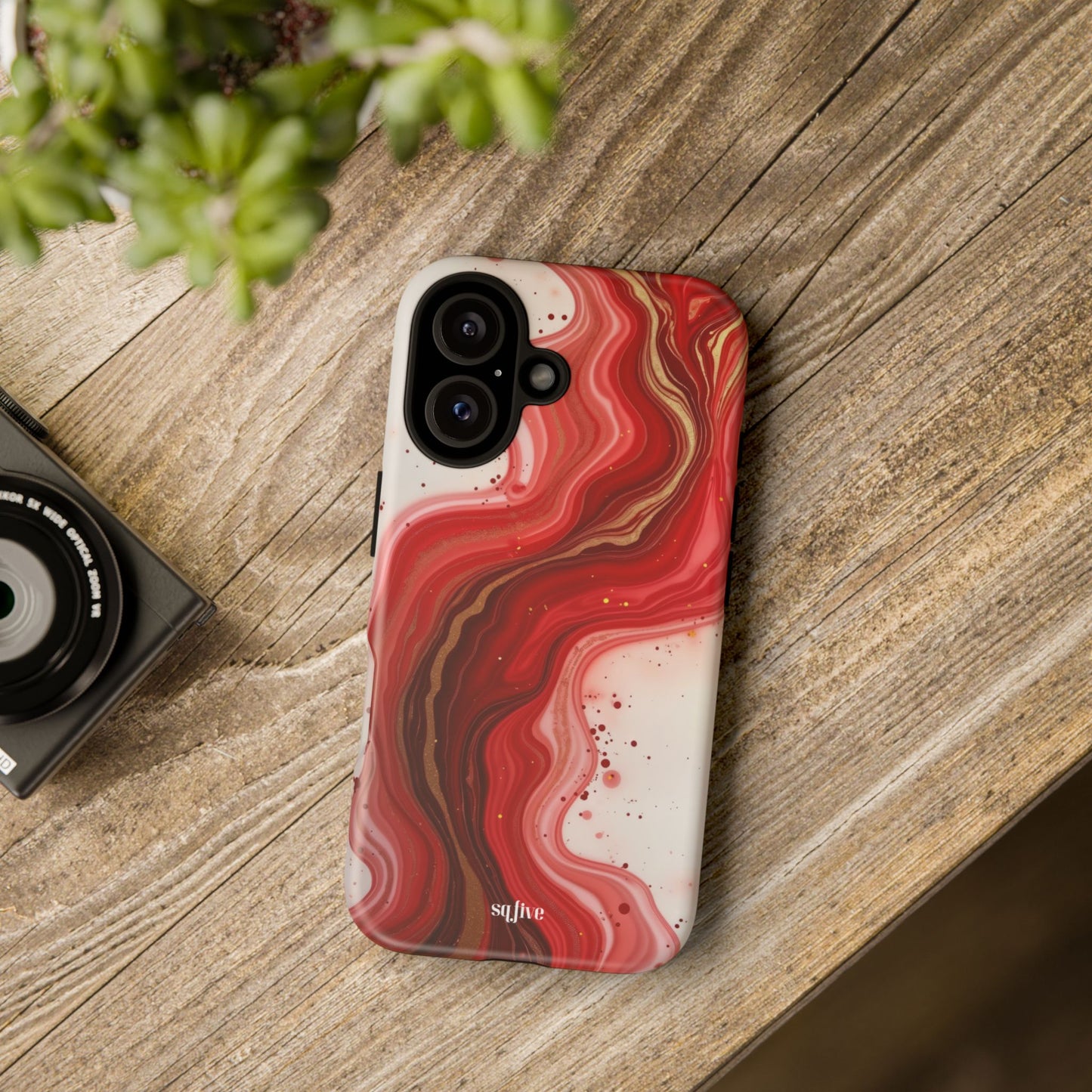 Abstract Marble Phone Case | Tough Cases, Artistic Phone Cover, Red Marble Design, Gift for Her, Trendy Cell Phone Accessories