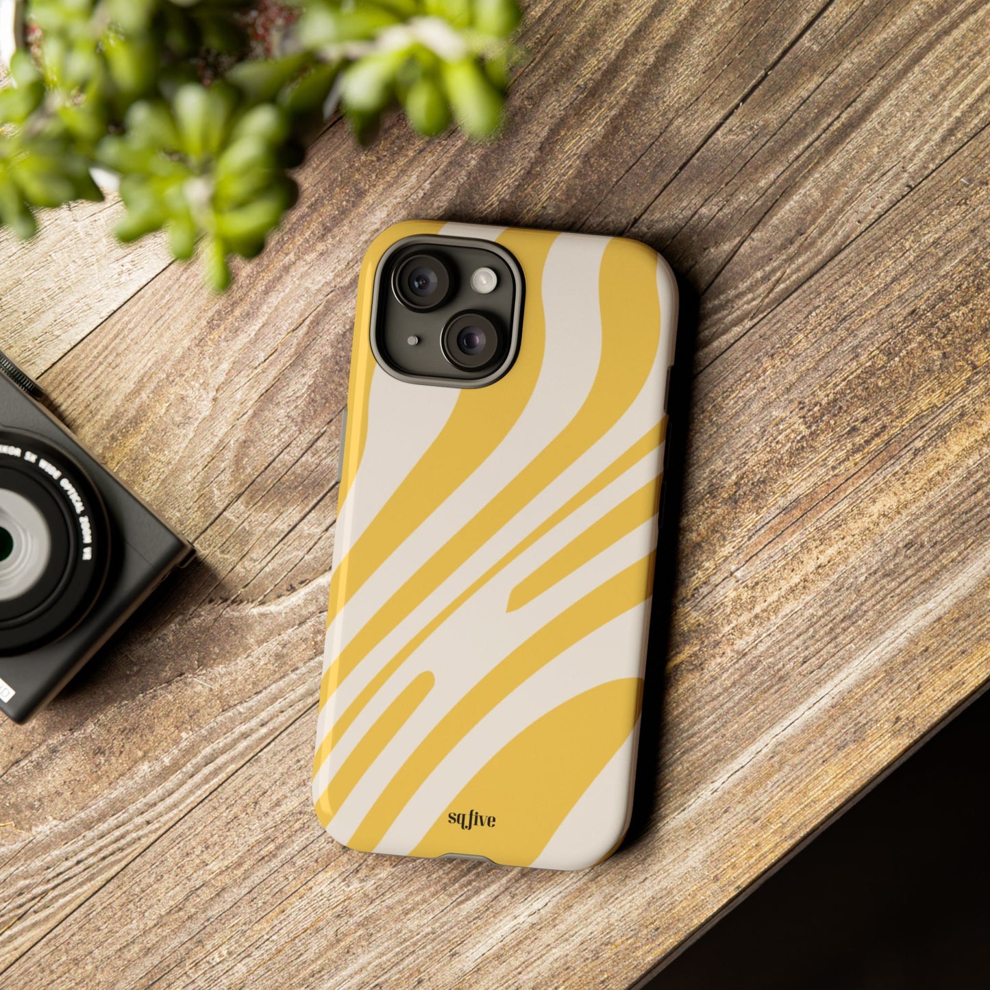 Yellow Bold Wavy lines Tough Cases