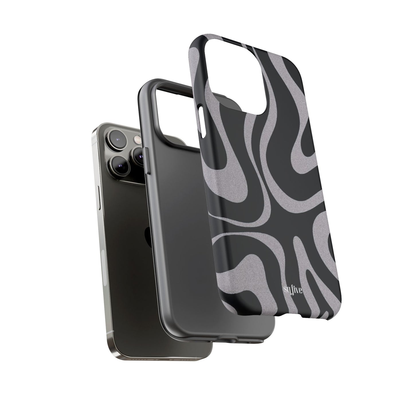 Black Grey Swirl Tough Cases