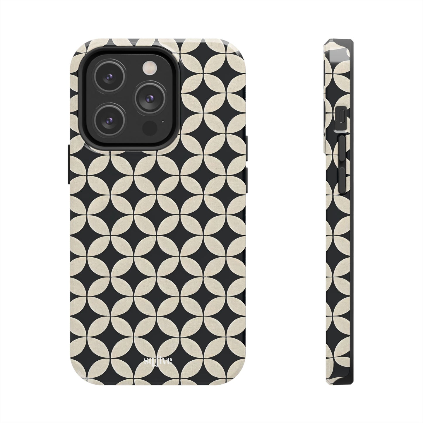 Stylish Tough Phone Case for Trendsetters, Black & Cream Pattern, Durable Protection, Unique Gift, Modern Design, Everyday Use