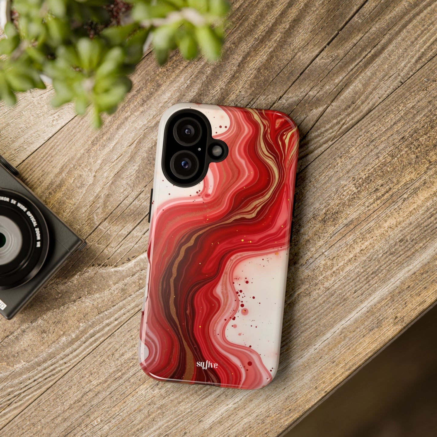 Abstract Marble Phone Case | Tough Cases, Artistic Phone Cover, Red Marble Design, Gift for Her, Trendy Cell Phone Accessories