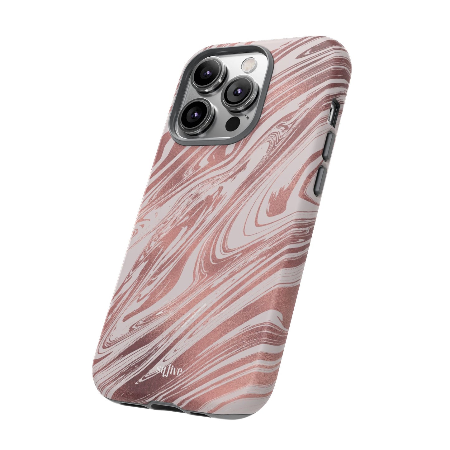 Rose Gold Marble Finish Phone Case, Stylish Phone Cover, Tough Protective Case, Trendy Accessory