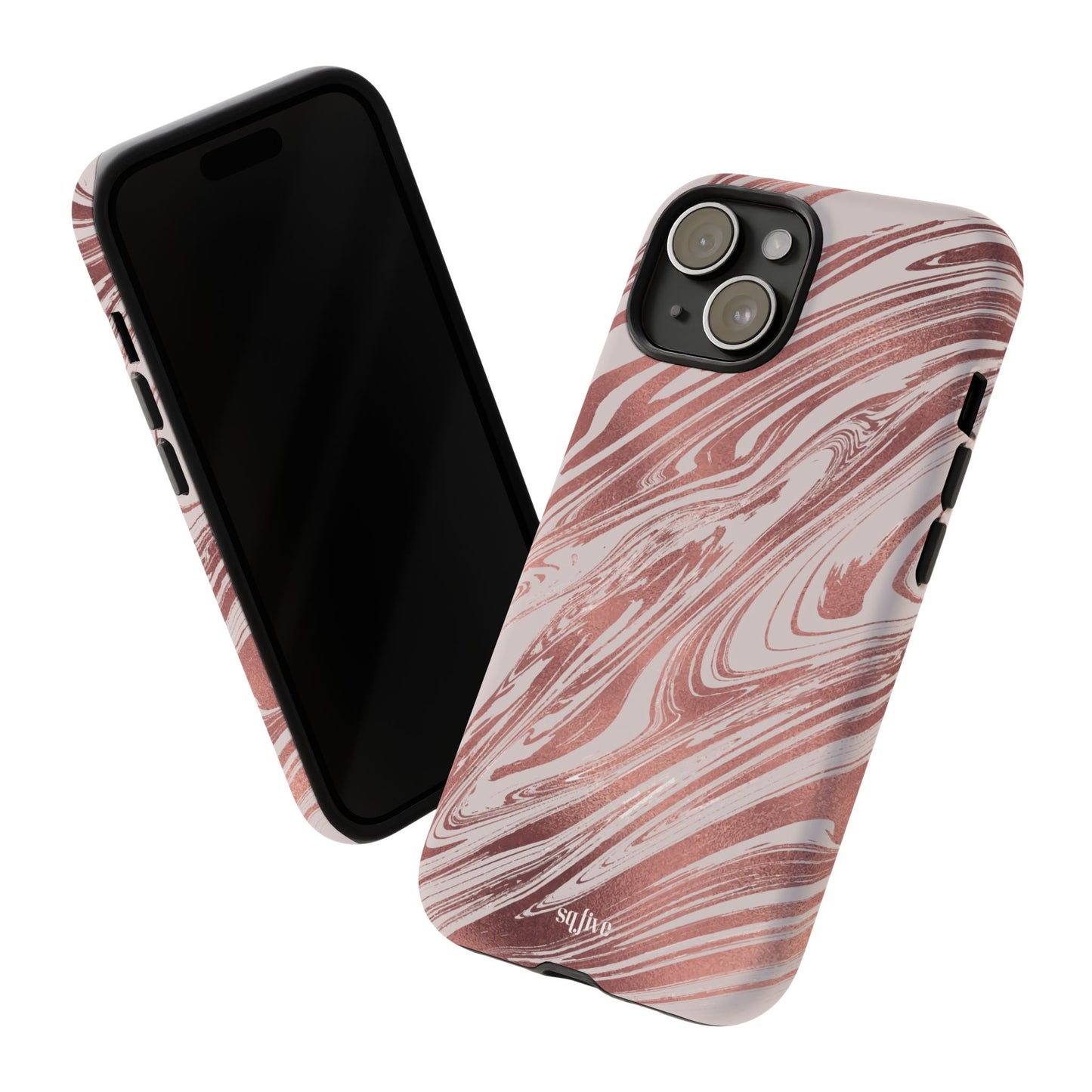 Rose Gold Marble Finish Phone Case, Stylish Phone Cover, Tough Protective Case, Trendy Accessory