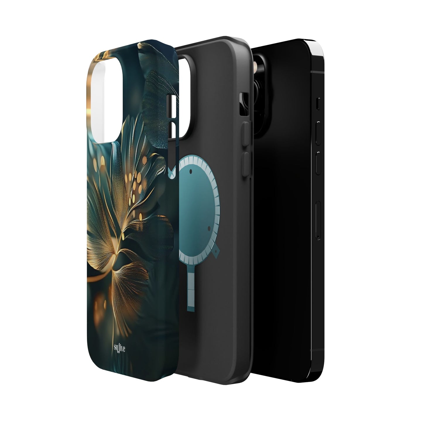 Green Floral Magnetic Tough Cases - iphone Magsafe Dual layer case for extra durability