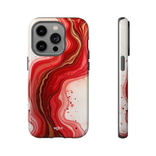 Abstract Marble Phone Case | Tough Cases, Artistic Phone Cover, Red Marble Design, Gift for Her, Trendy Cell Phone Accessories