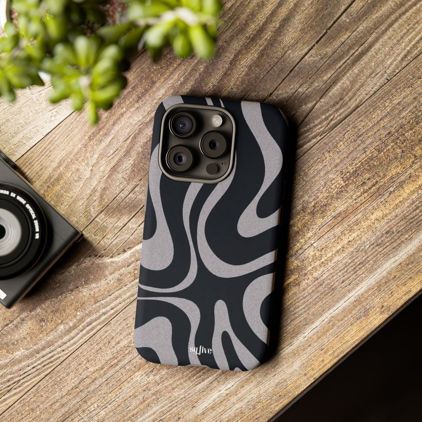 Black Grey Swirl Tough Cases