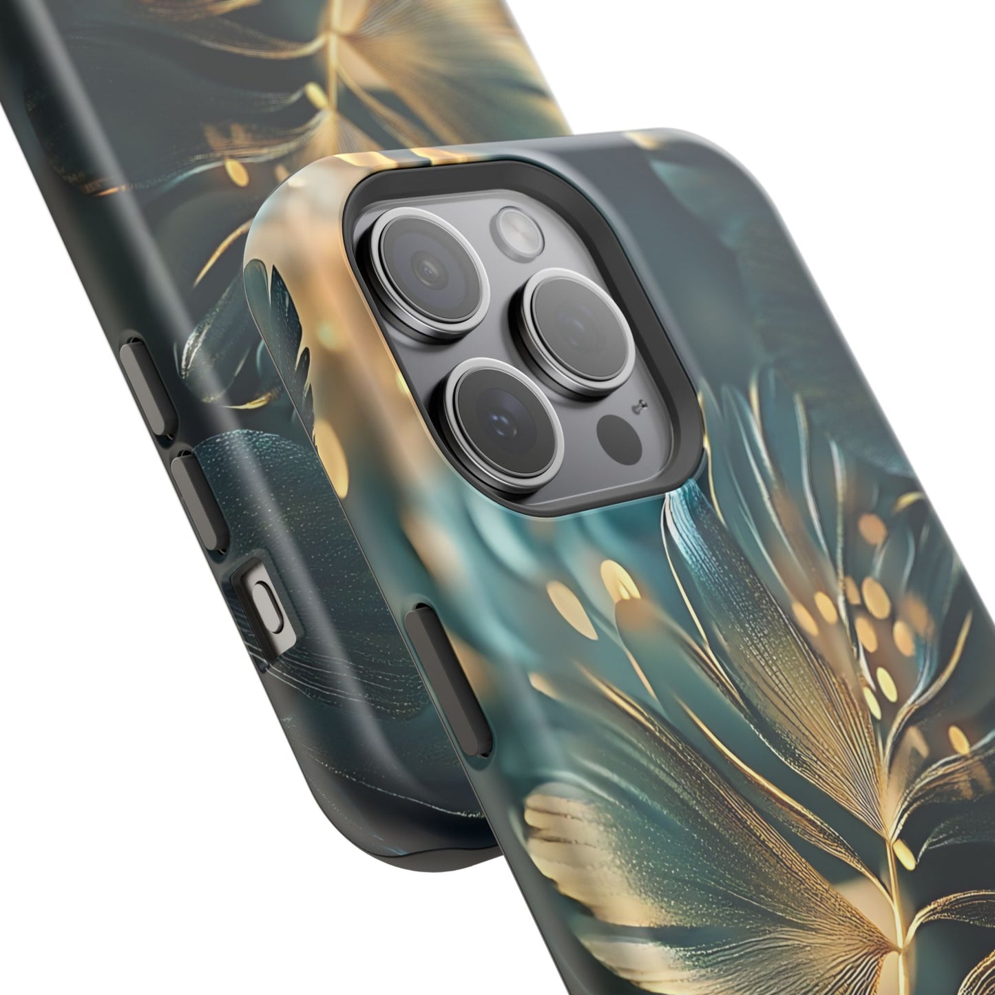 Green Floral Magnetic Tough Cases - iphone Magsafe Dual layer case for extra durability