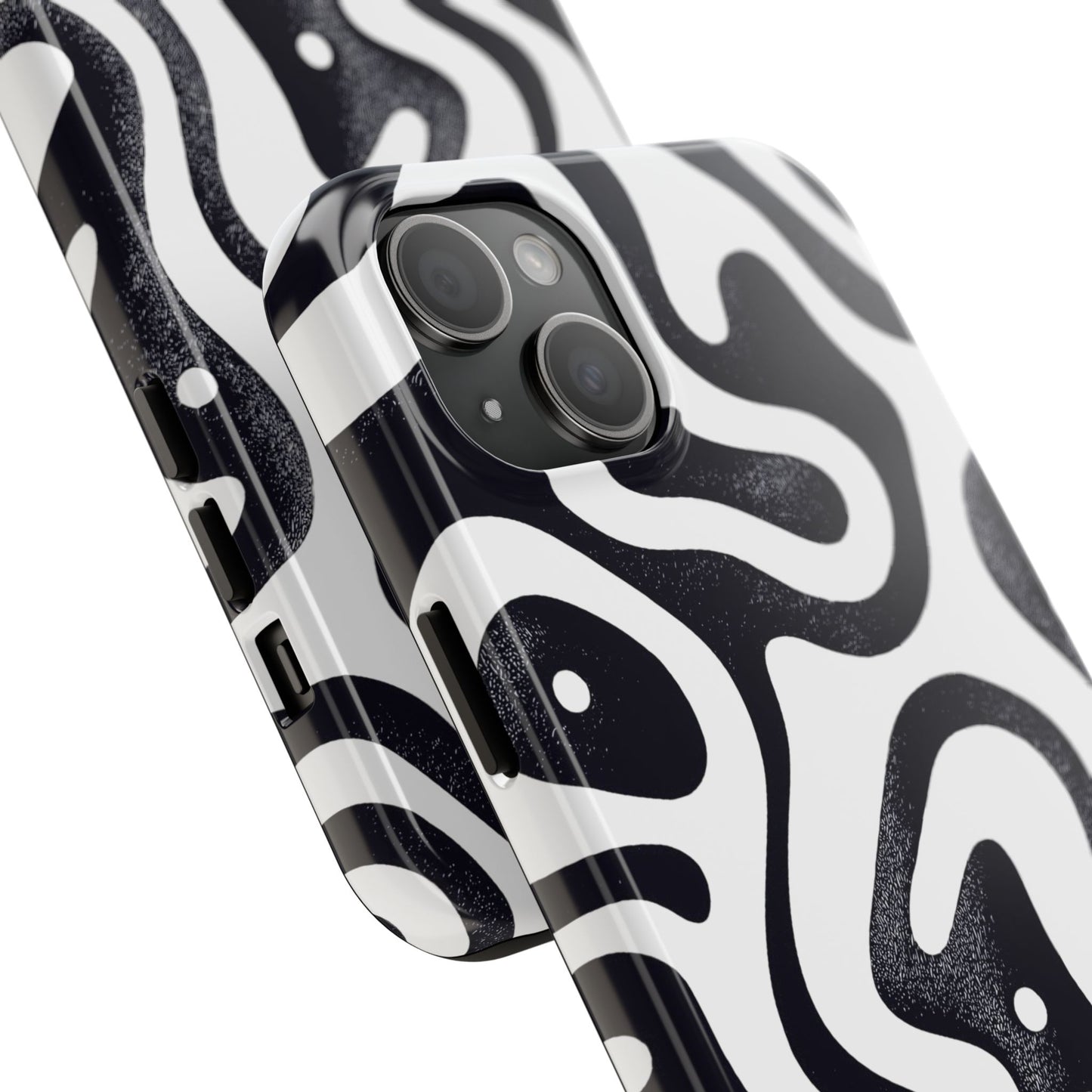 Black White wavy pattern Tough Phone Cases