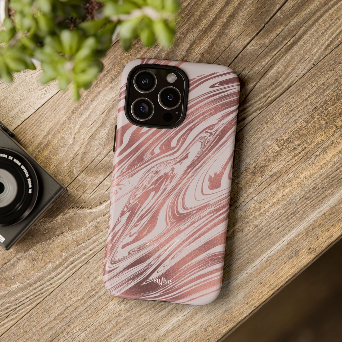 Rose Gold Marble Finish Phone Case, Stylish Phone Cover, Tough Protective Case, Trendy Accessory