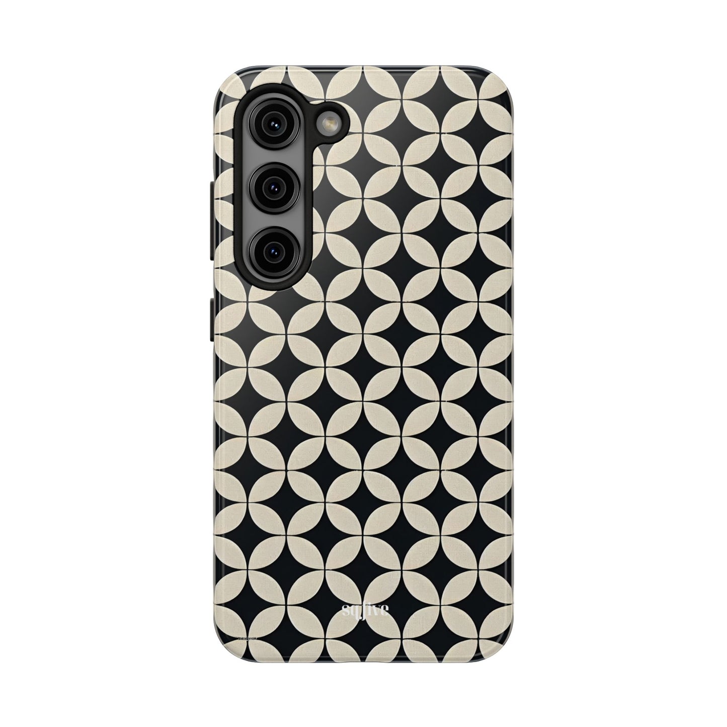 Stylish Tough Phone Case for Trendsetters, Black & Cream Pattern, Durable Protection, Unique Gift, Modern Design, Everyday Use